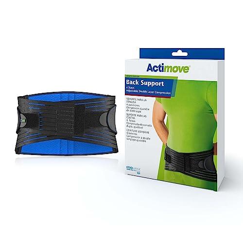 Actimove Actimove Sports Edition Back Support | Back Brace with 4 Stays, Adjustable, Double Layer Compression for Acute & Chronic Back Pain, Lumbar Strains, Muscular Insufficiency | Black - Choose Your Size