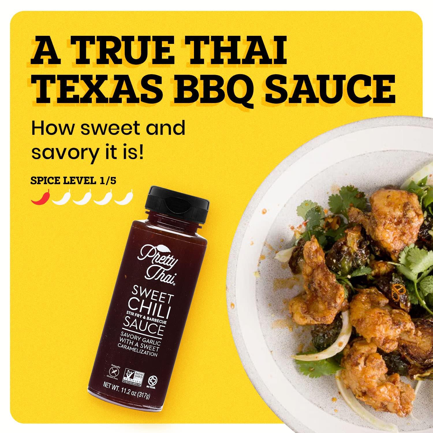 Pretty Thai Pretty Thai Sweet Chili Sauce, Gluten Free Certified Non-GMO Authentic Vegan Stir Fry, BBQ Condiment, Dipping Sauce, Rice Seasoning, 100% Natural (Pack of 6)