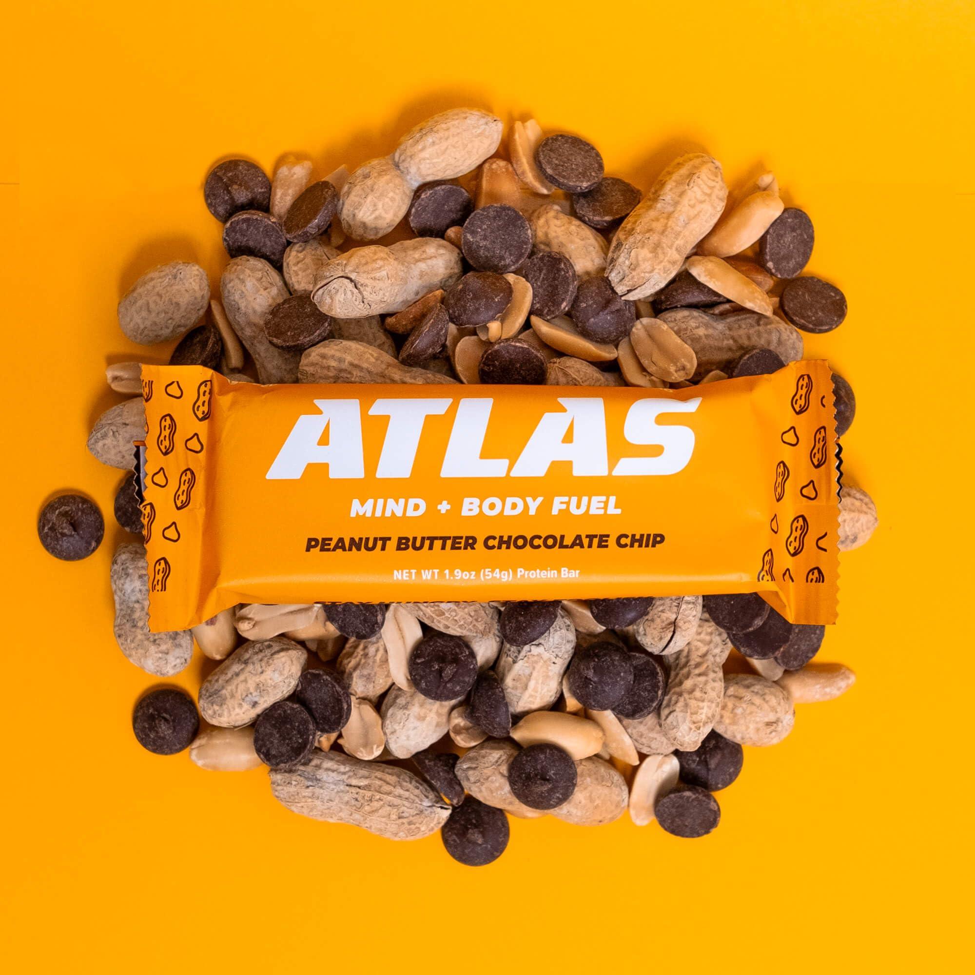 Atlas Protein Bar Atlas Protein Bar, 20g Protein, 1g Sugar, Clean Ingredients, Gluten Free, Peanut Butter Chocolate Chip (12 Count, Pack of 3)