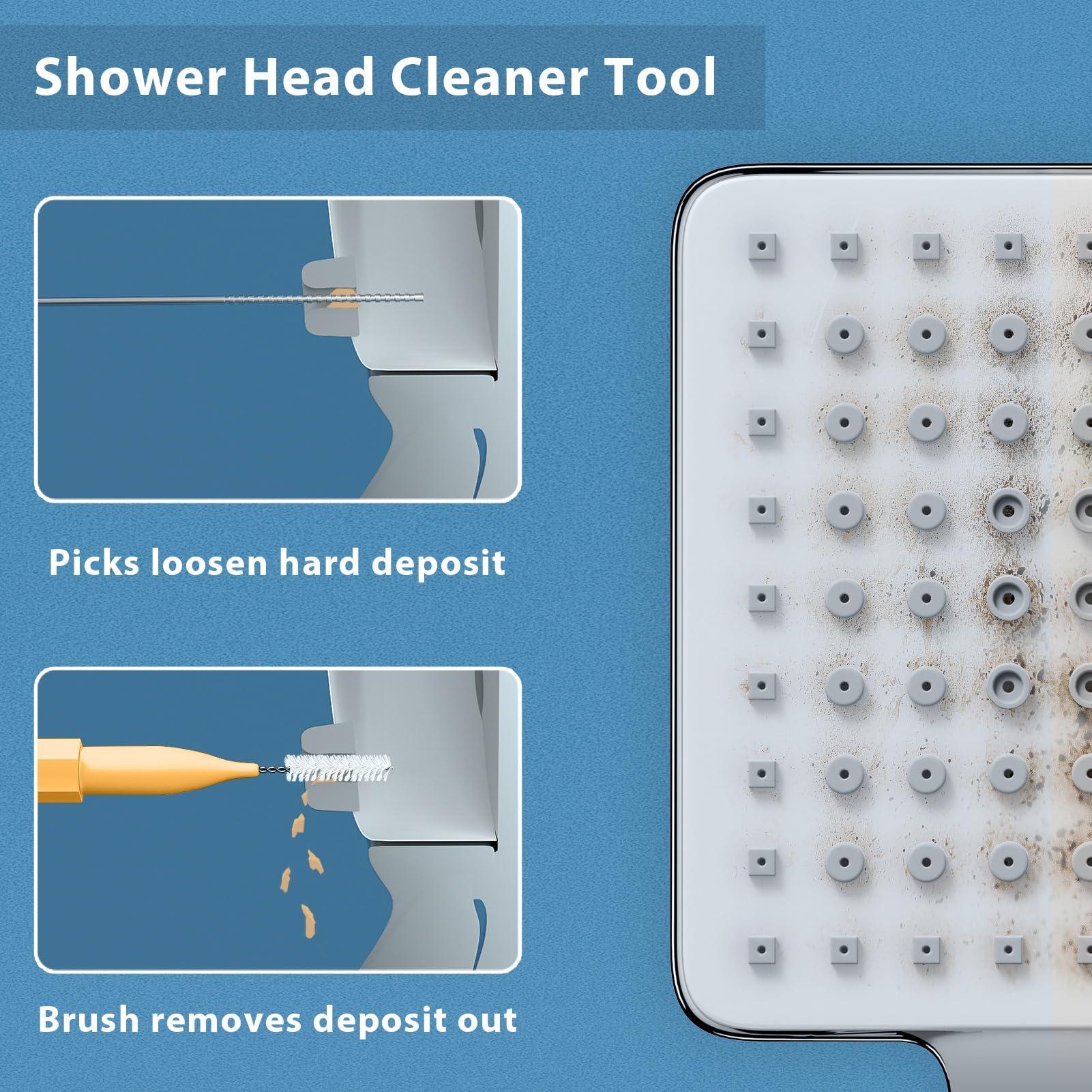 Lumkew Lumkew 30 Pcs Shower Head Cleaner Tool, Small Gaps Hole Anti-Clogging Shower Head Cleaning Brush, Showerhead Cleaner Picks Tiny Nozzle, Orange Blue
