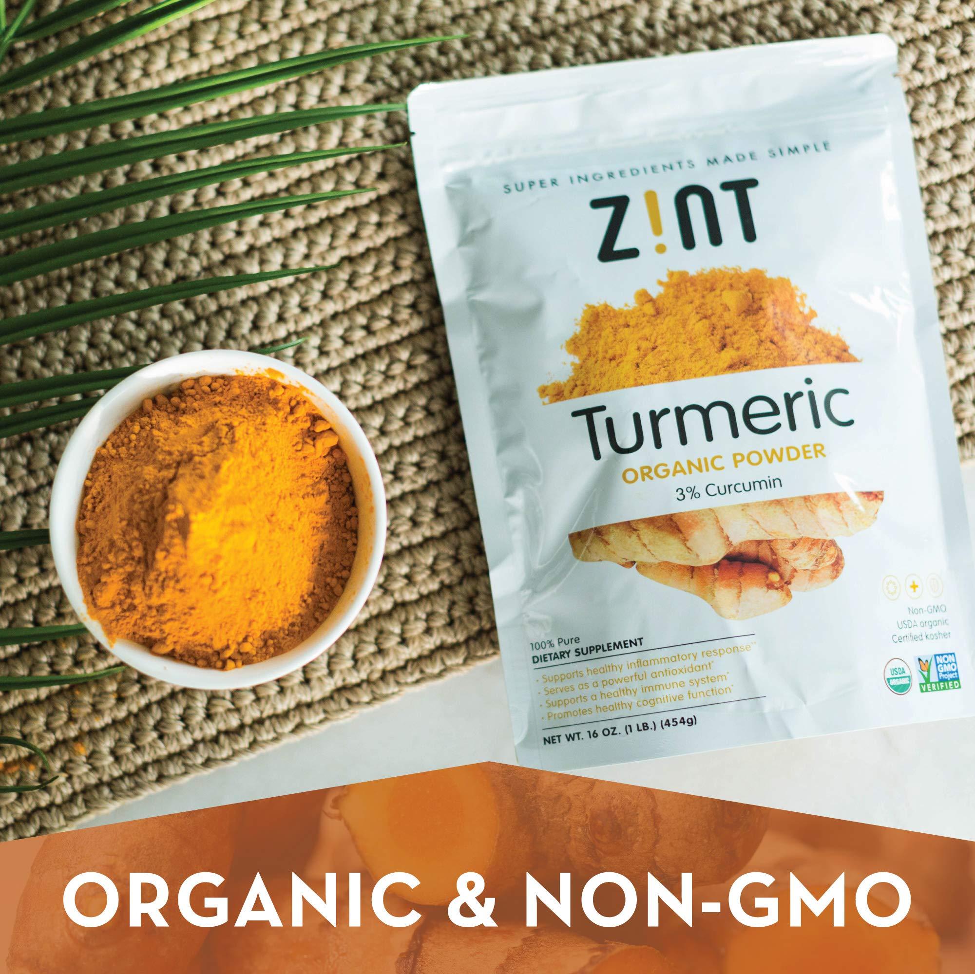 Zint Turmeric Powder : Organic Indian Spice - Lab Tested Raw Natural Whole-Food Curcumin Supplement - Antioxidant, Non-GMO, USDA Certified,32 Oz