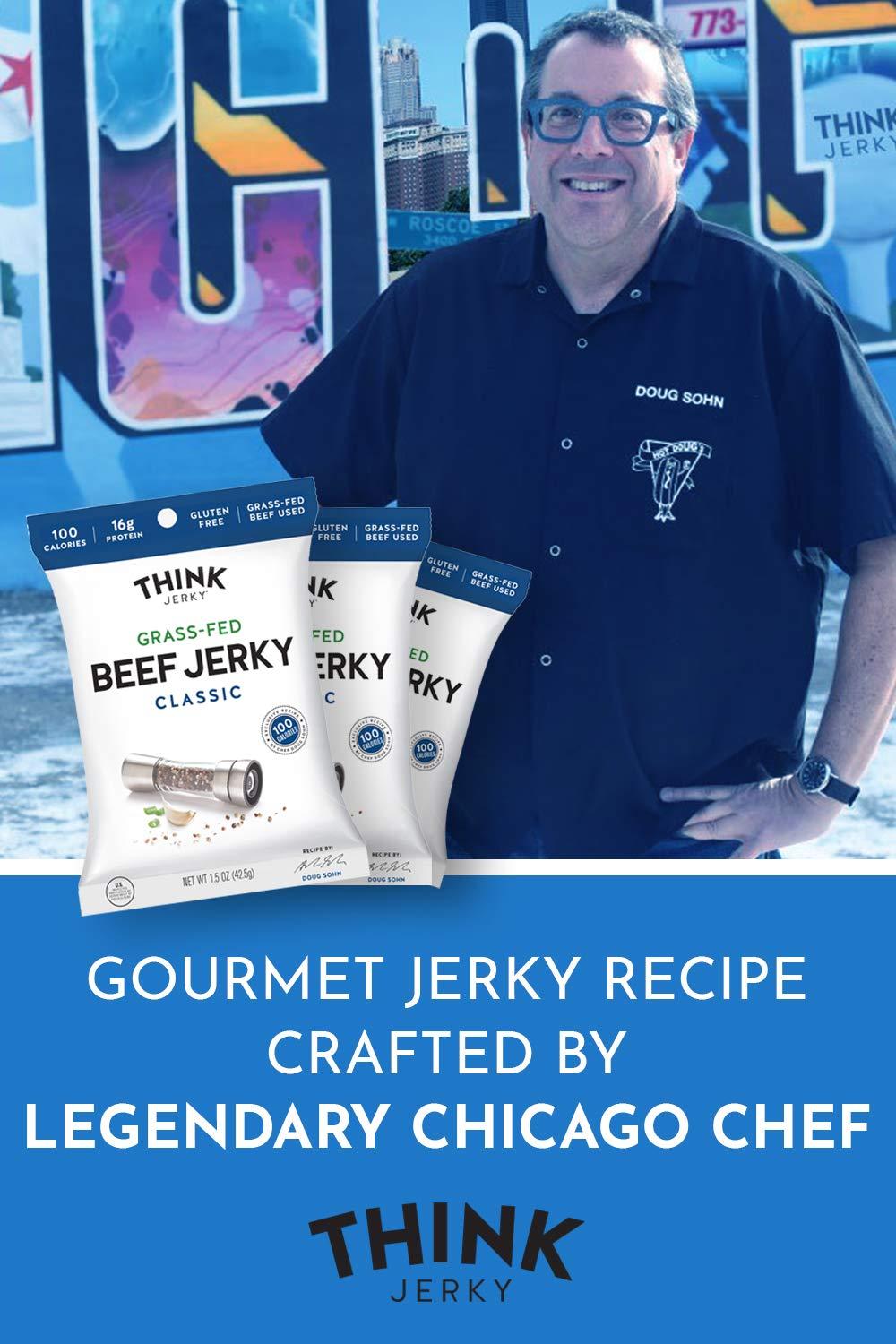 Think Jerky Think Jerky, Beef and Turkey Jerky Variety Pack (1.0 Ounce Bags, Pack of 8) Contains 2 Bags of Each: Classic Beef Jerky, Sweet Chipotle Beef Jerky, Sriracha Honey Turkey Jerky, and Sesame Teriyaki Beef Jerky - Healthy Jerky Snack, Low Calorie, Low Fa