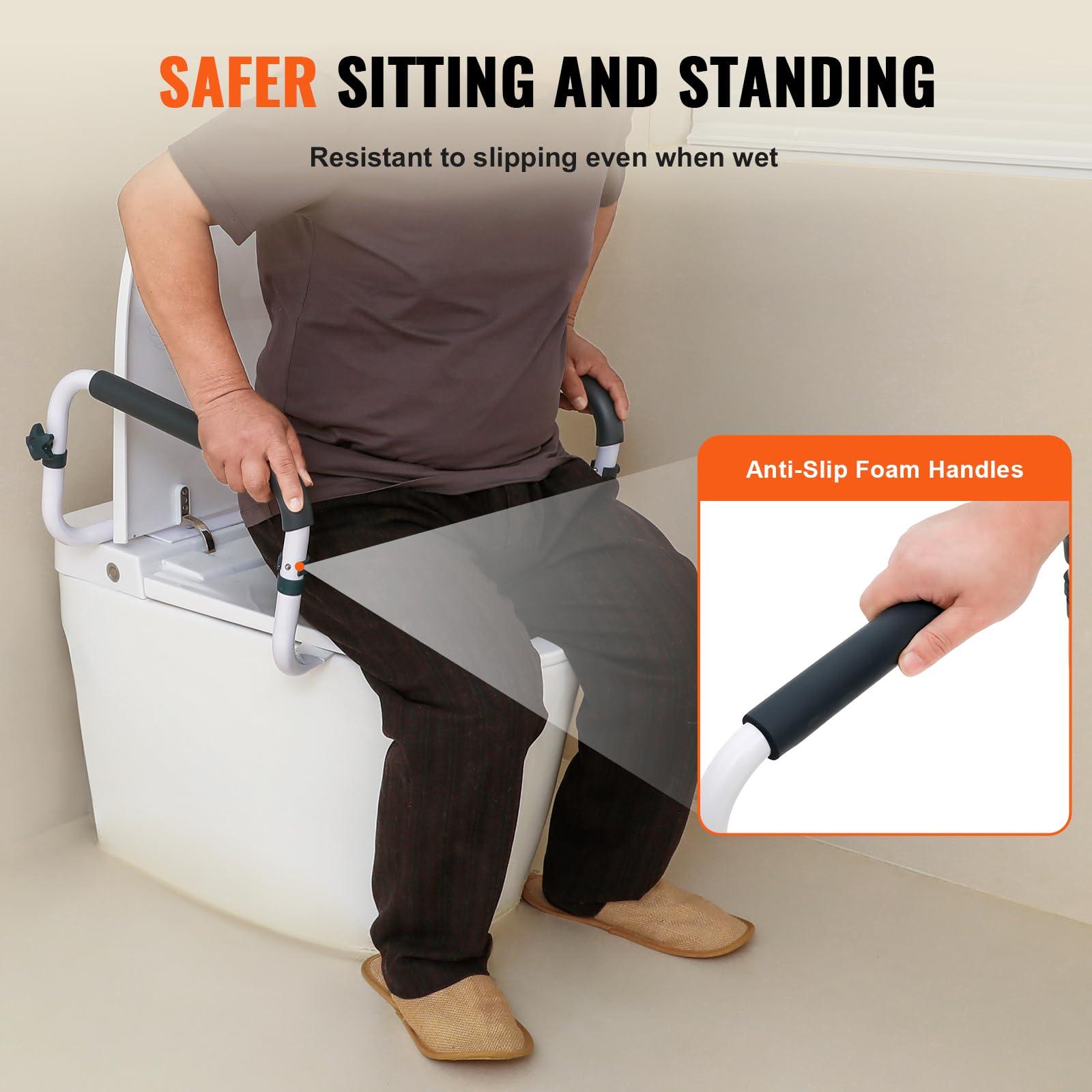 VEVOR VEVOR Toilet Safety Rail, 300LBS Capacity Toilet Seat Frame, Adjustable Width Fit Most Toilets, Easy Installation, Toilet Handles Grab Bars with Padded Armrests for Handicap, Disabled, Seniors