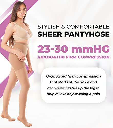 GABRIALLA GABRIALLA Graduated Compression Sheer Pantyhose (23-30 mmHg) H-330, X-Tall, Beige
