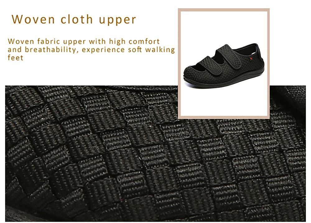 ZJING ZJING Diabetic Recovery Slippers for Men, Adjustable Orthopedic Wide Width Walking Shoes for Arthritis Edema Swollen Feet Elderly Men, Heel and Foot Pain Relief,Black,7.5