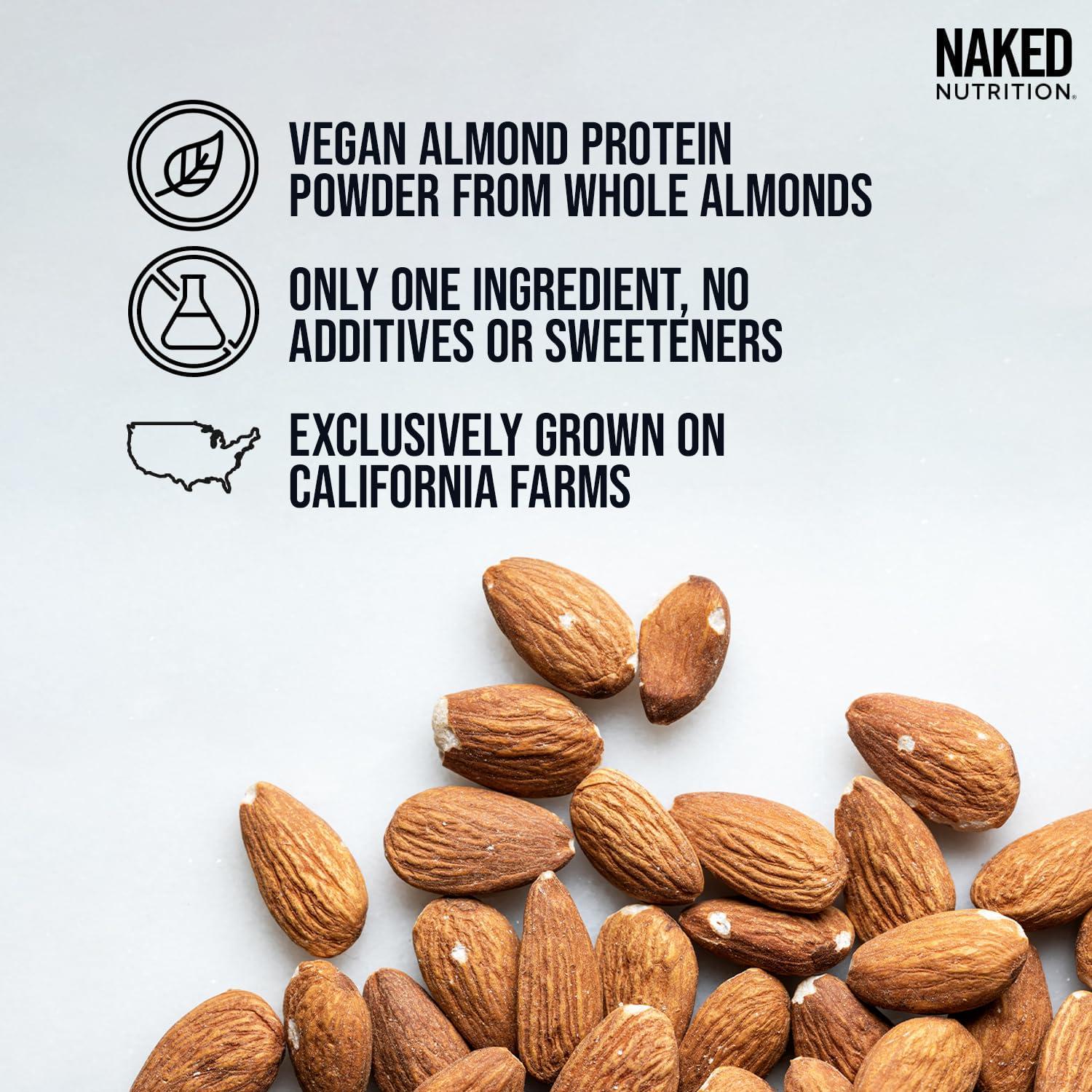NAKED NAKED Almond Protein Powder from US Farms, Only 1 Ingredient, Vegan, Gluten-Free, No Additives, No Salt, No Sugar - 38 Servings - 1.5LB