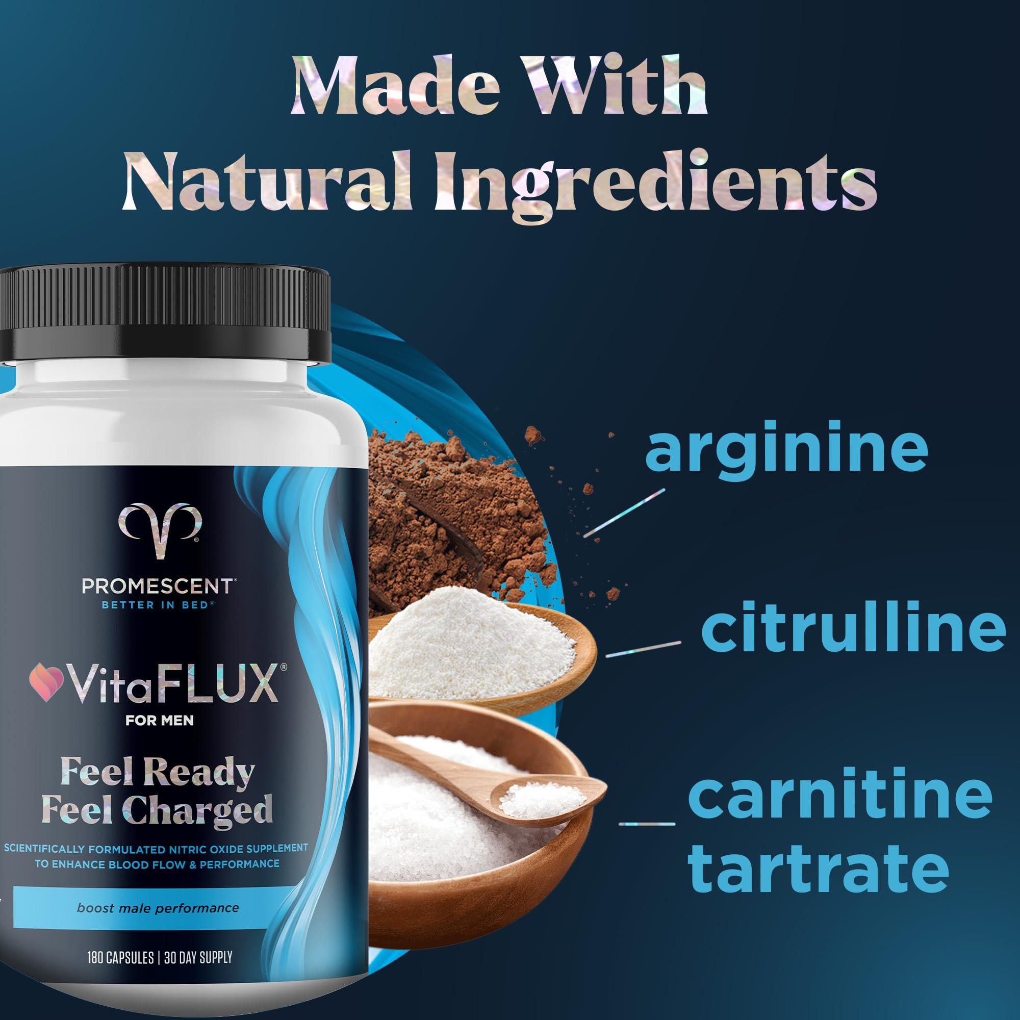 Promescent VitaFLUX Triple Power Nitric Oxide Supplement for Male Performance + VitaFLUX Women\'s Nitric Oxide Booster Supplement, Increase Circulation, Boost Energy & Heart Health, Performance, Stamina, Energy