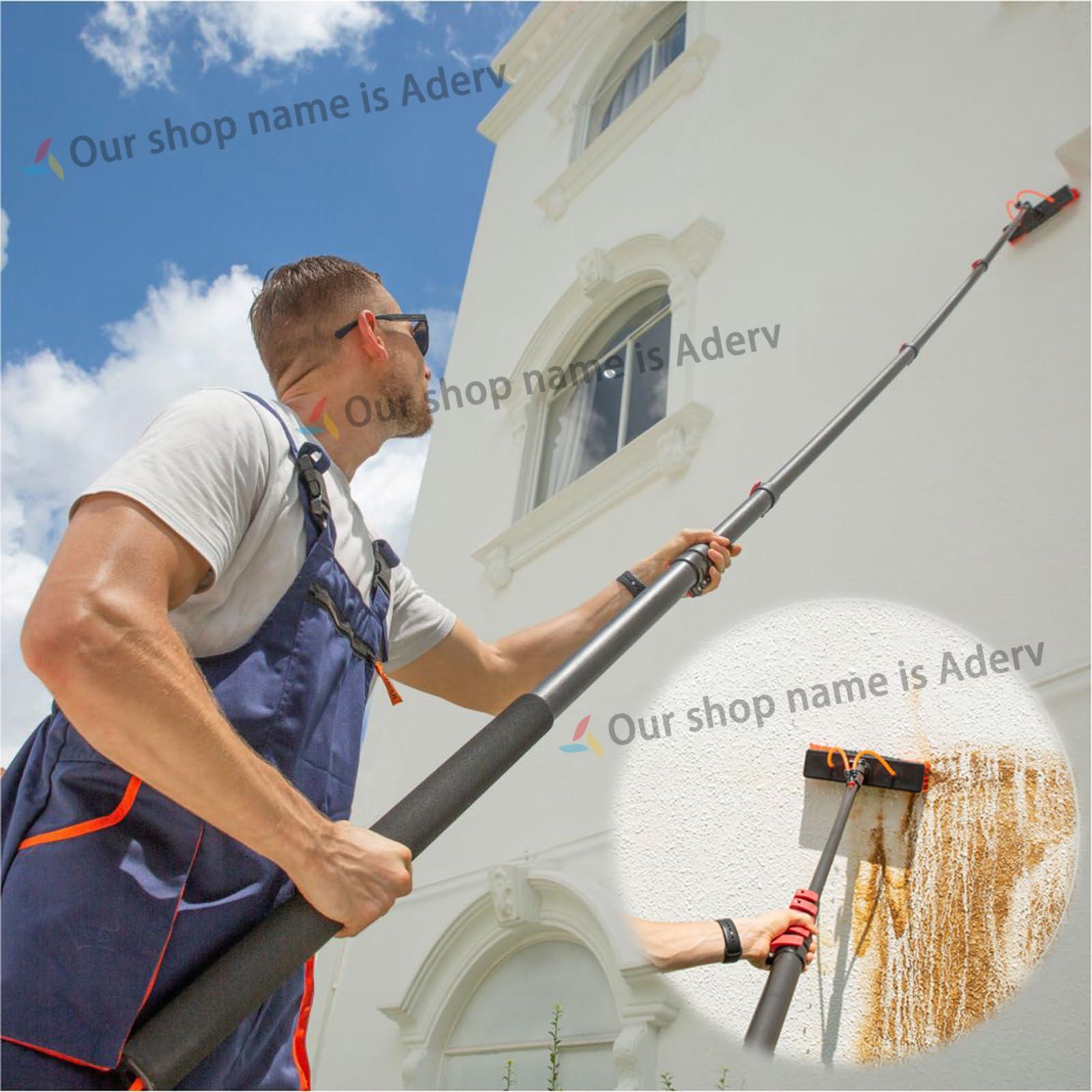 WWTSMYXGS 3.6-10.8 M Telescopic Brush, Water Fed Window Cleaning Pole, Soap Dispenser, Window Cleaning Pole, Water Fed Telescopic Brush, Window Roof Cleaning Equipment (55cm Brush,3.6M)