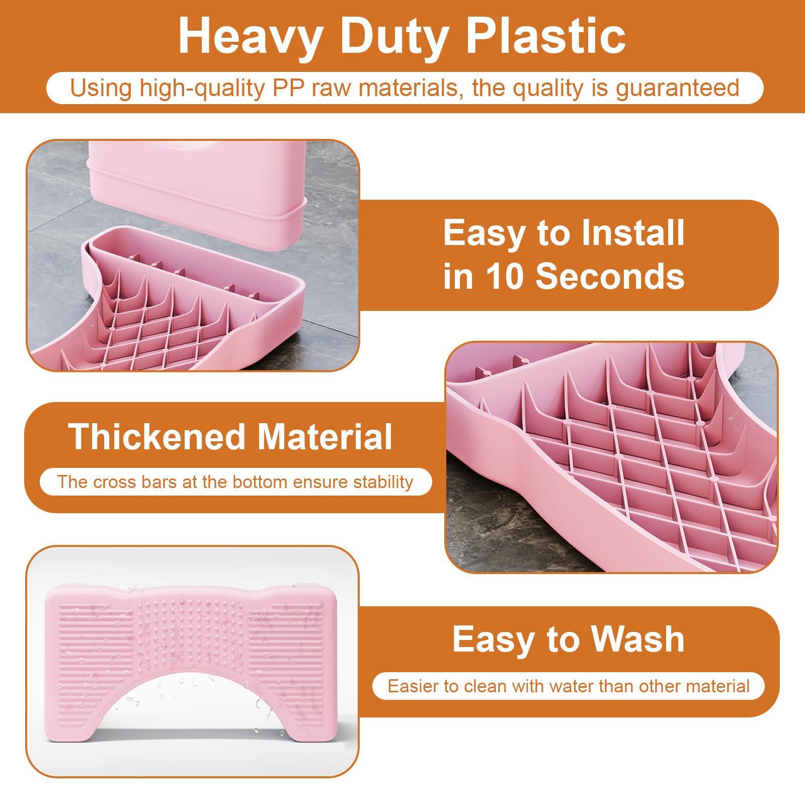 Kzeirm Pink Poop Toilet Stool Squat Adult, 7" Potty Squatting Stool for Adults, Toilet Poop Foot Stool for Bathroom, Plastic Pooping Stools with Non-Slip Designs