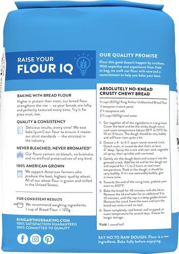 King Arthur King Arthur F King Arthur Flour Unbleached Bread Flour, 5 Pound (Packaging May Vary),, 5 Pound ()