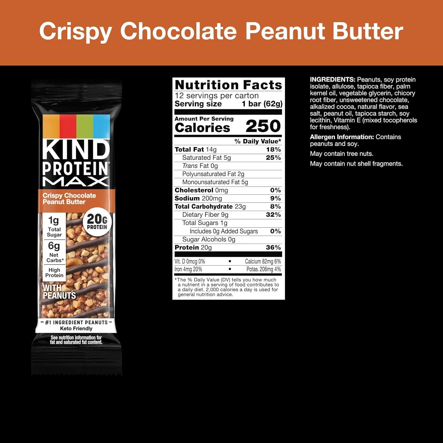 KIND KIND ZERO Added Sugar Bars, Keto Friendly Snacks, Dark Chocolate Nuts and Sea Salt, 5 Count + KIND Protein MAX Crispy Chocolate Peanut Butter Snack Bars, 20g of Protein, Gluten Free, 4 Count