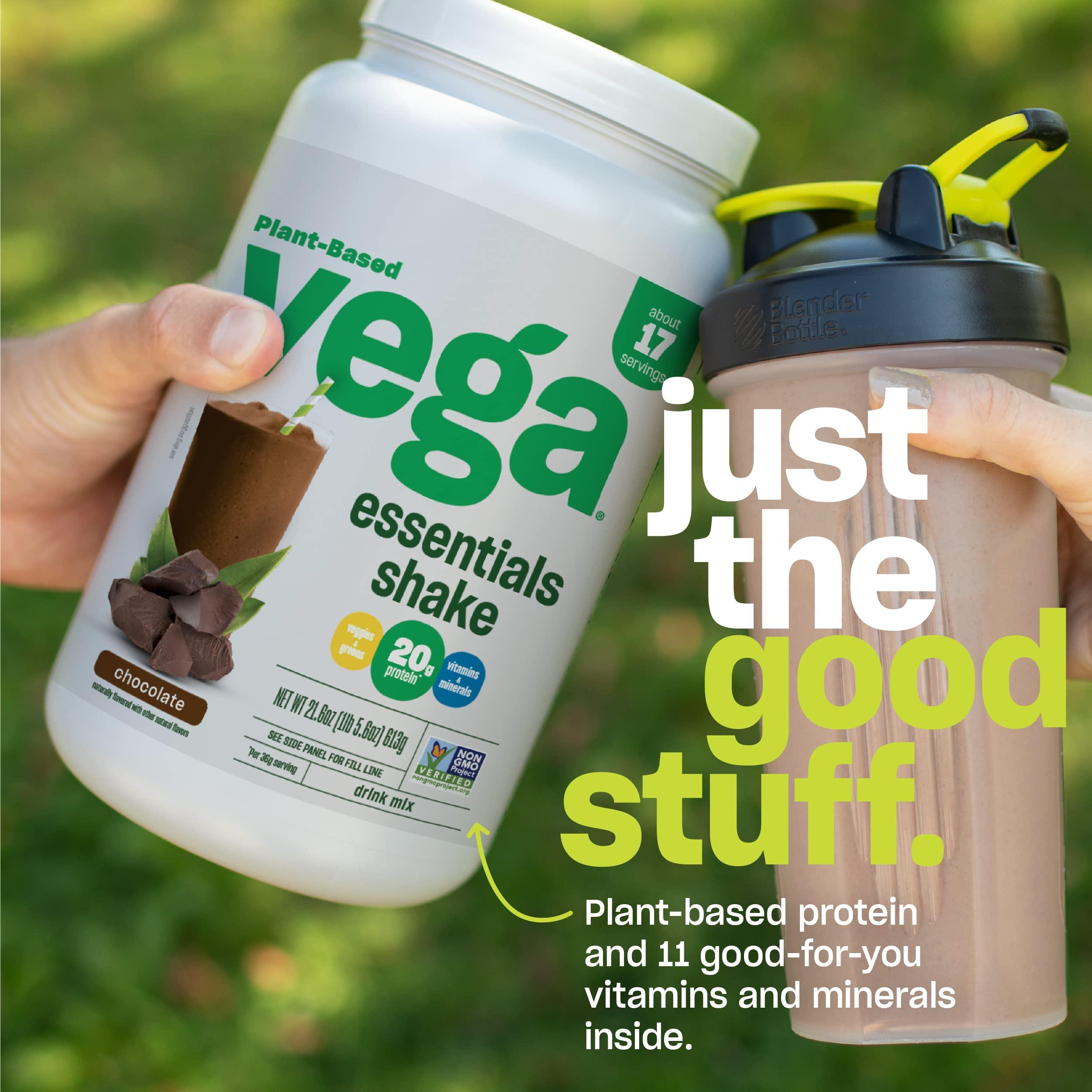 Vega Vega Essentials Plant Based Protein Powder, Chocolate - Vegan, Superfood, Vitamins, Antioxidants, Keto, Low Carb, Dairy Free, Gluten Free, Pea Protein for Women & Men, 2.4 lbs (Packaging May Vary)