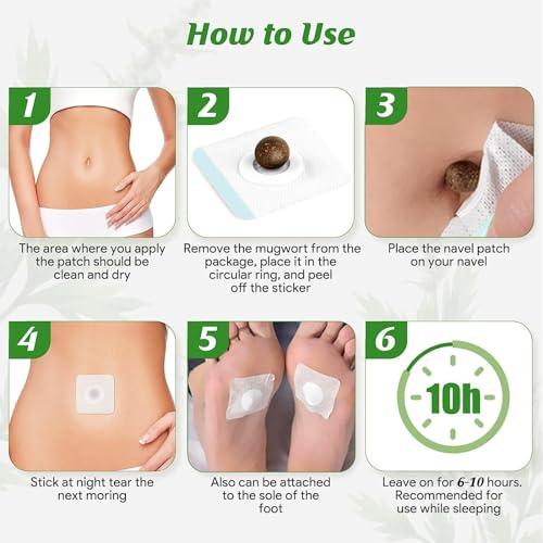 BENJEN Mugwort Belly Patch,30Pcs Natural Wormwood Essence Pills and 30Pcs Belly Sticker, Moxa Hot Moxibustion Navel Wormwood Sticker (30)