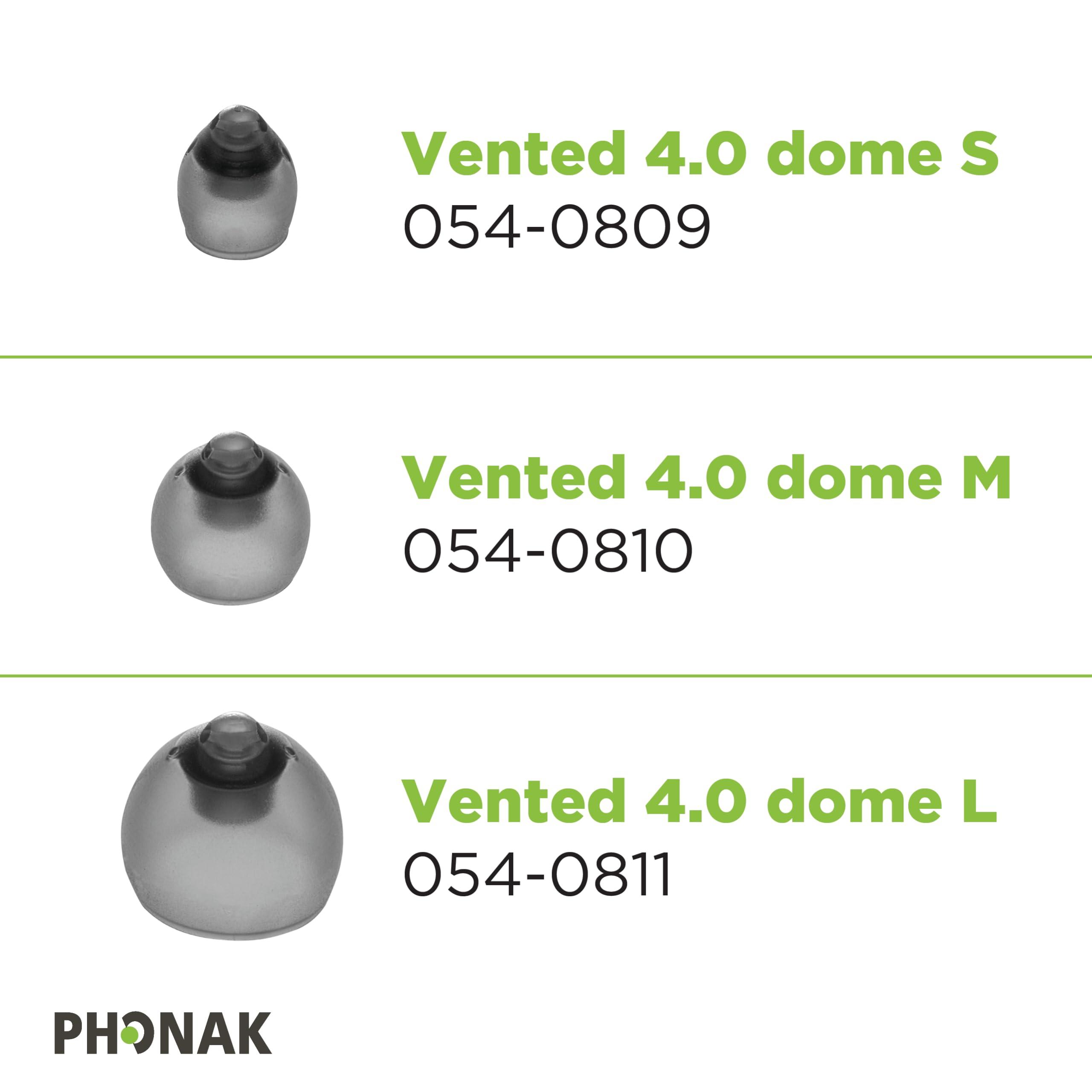 Otto Tech Phonak Vented 4.0 Dome Large (0.43 inch=11mm) 10 Domes, Genuine OEM Switzerland Replacement by Sonova, Hearing Aid Domes for Phonak Audeo Marvel Paradise Lumity Accessories -1 Pack/10 Domes Total