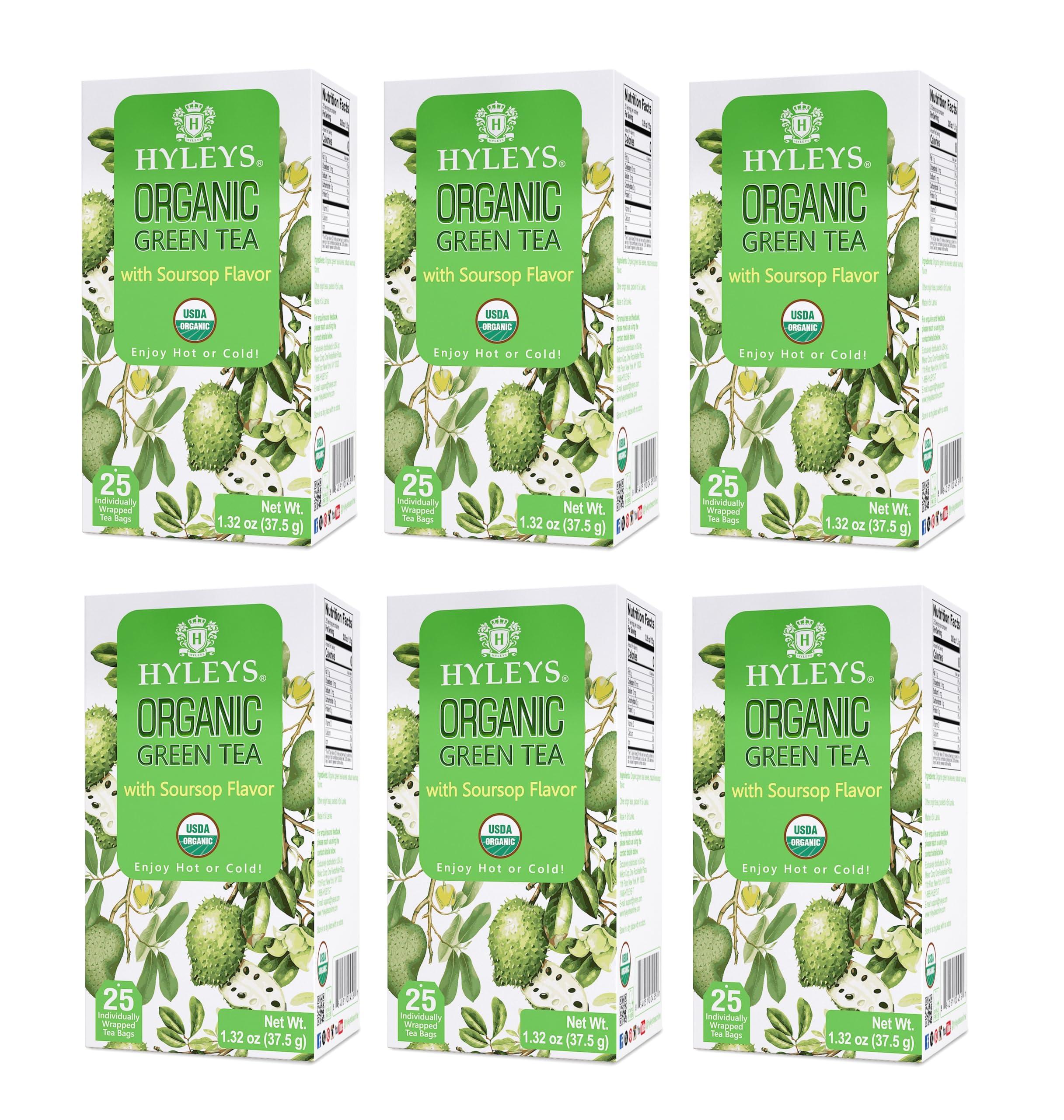 HYLEYS Hyleys Organic Green Tea Soursop Flavor - 25 Tea Bags - (6 Pack - 150 Tea Bags Total) - Graviola Guanabana Tea