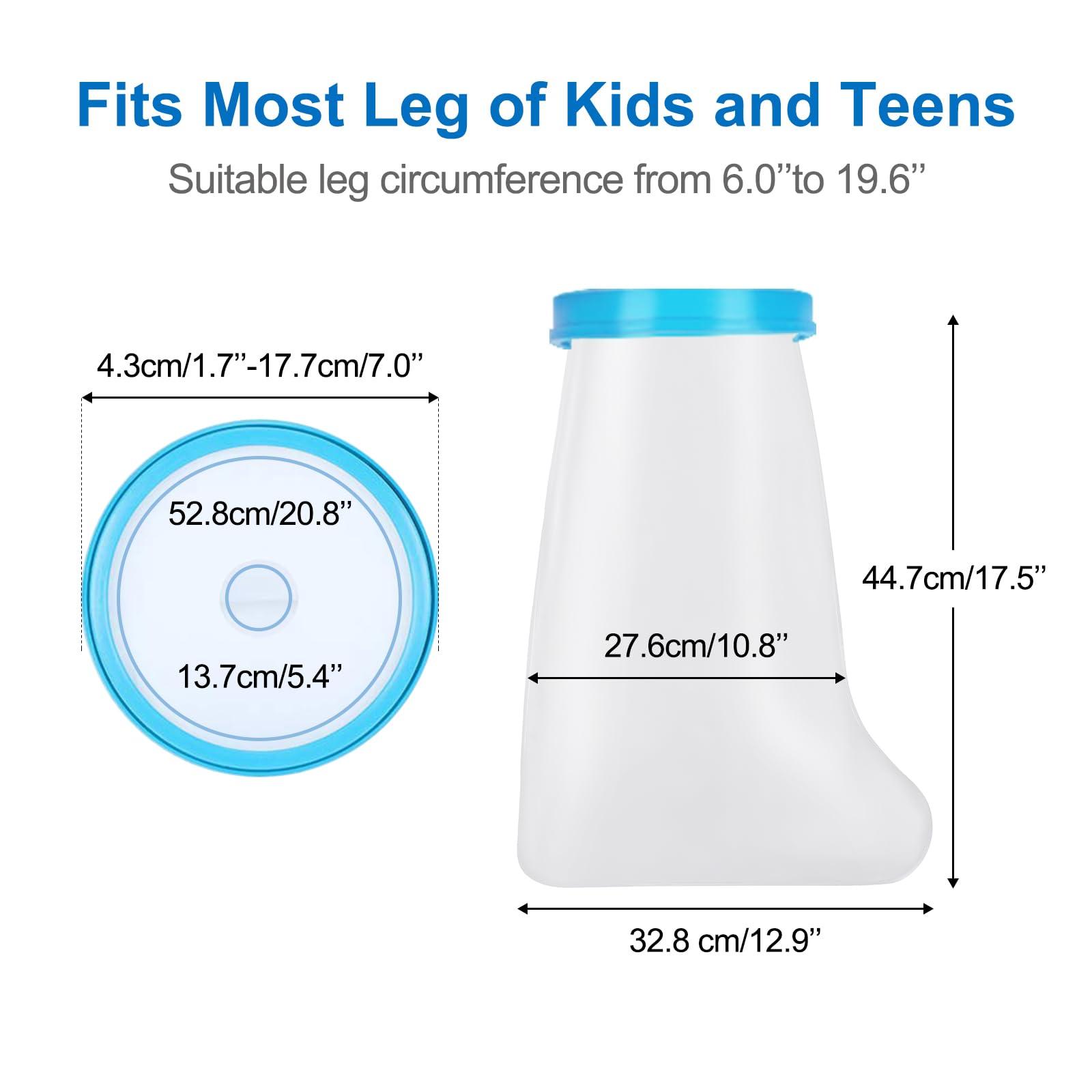 Clheatky Kids Leg Cast Cover Waterproof Leg Cast Cover for Shower Bath Watertight Plastic Protection Keep Bandage Dry, Reusable Foot Cast Protector for Leg, Knee, Foot, Ankle Wound17.5inch)
