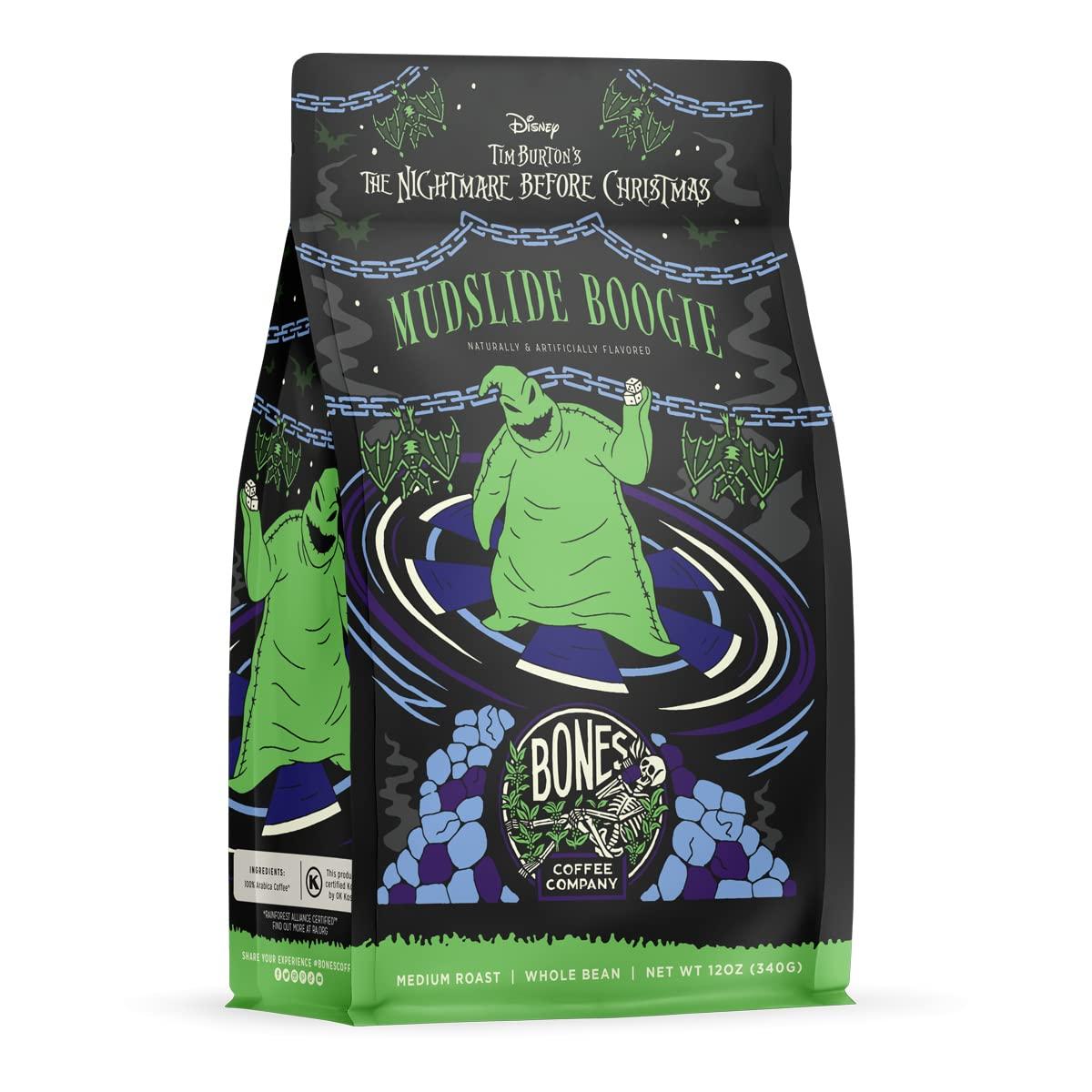 Bones Coffee Company Bones Coffee Company The Nightmare Before Christmas Mudslide Boogie Flavored Coffee Beans, Whole Bean Coffee Medium Roast Low Acid, Chocolate Mudslide Flavor (12 oz)