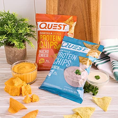 Quest Nutrition Quest Nutrition Tortilla Style Protein Chips Bundle, Ranch & Nacho Cheese, Baked, High Protein, Low Carb, Gluten Free, 1.1 oz, 24ct