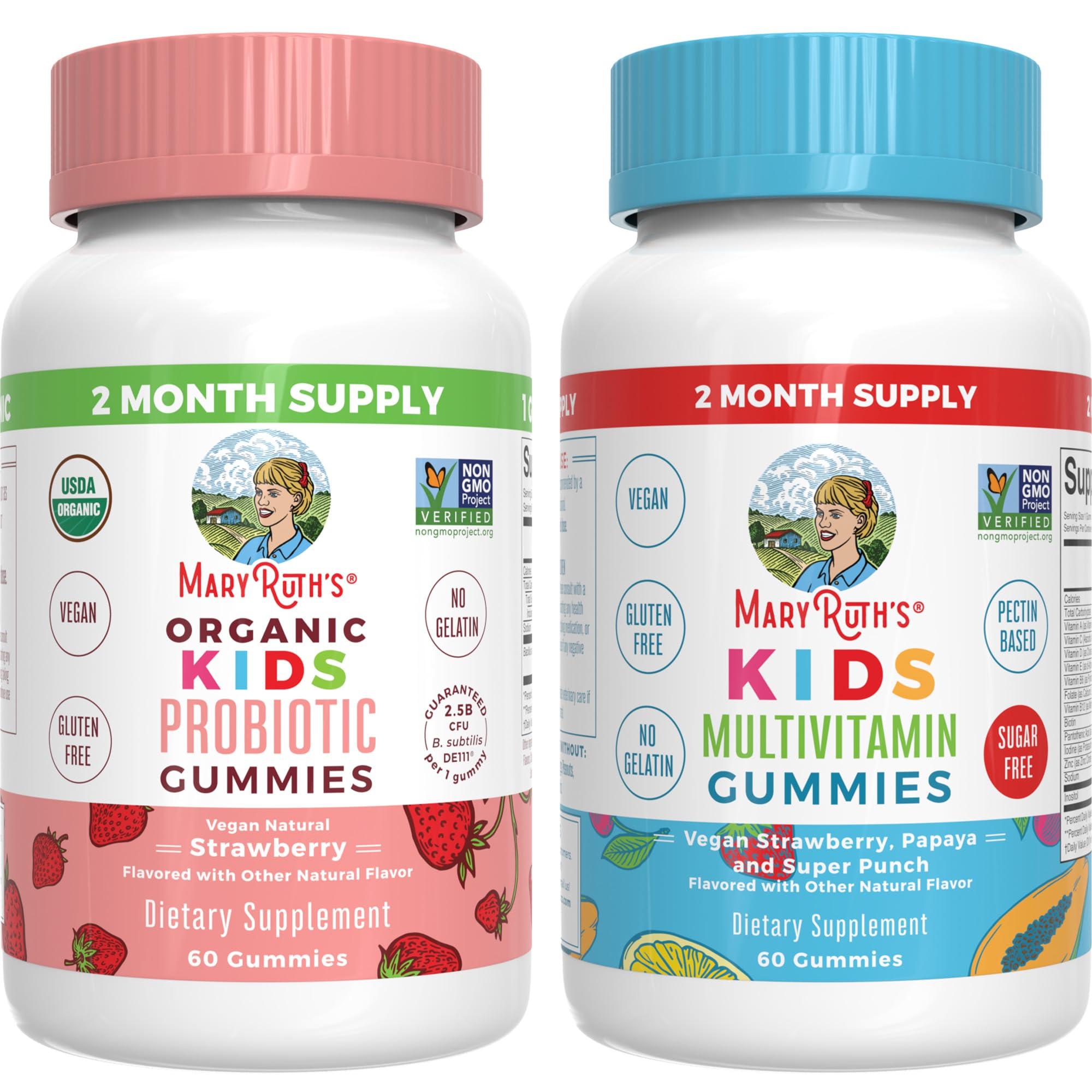 MaryRuth Organics MaryRuth Organics Multivitamin and Probiotic Gummies (Strawberry) for Kids | Clean Label Project Verified | Vitamins for Gut Health, Immunity, & Overall Wellness | Vegan, Non-GMO, Gluten Free