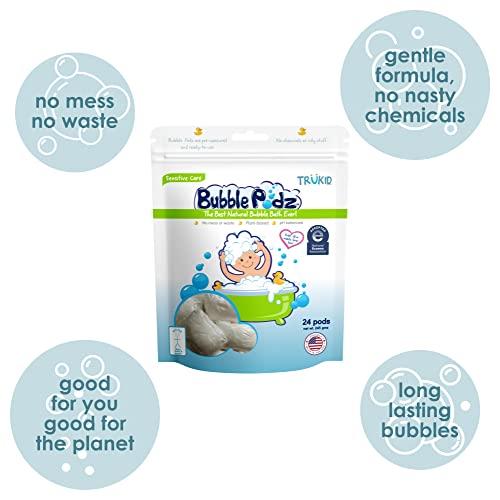 TruKid TruKid Bubble Podz Bubble Bath for Baby & Kids, NEA-Accepted for Eczema, Gentle Refreshing Colloidal Oatmeal Bath Bomb for Sensitive Skin, pH Balance 7 for Eye Sensitivity, Unscented (60 Podz)