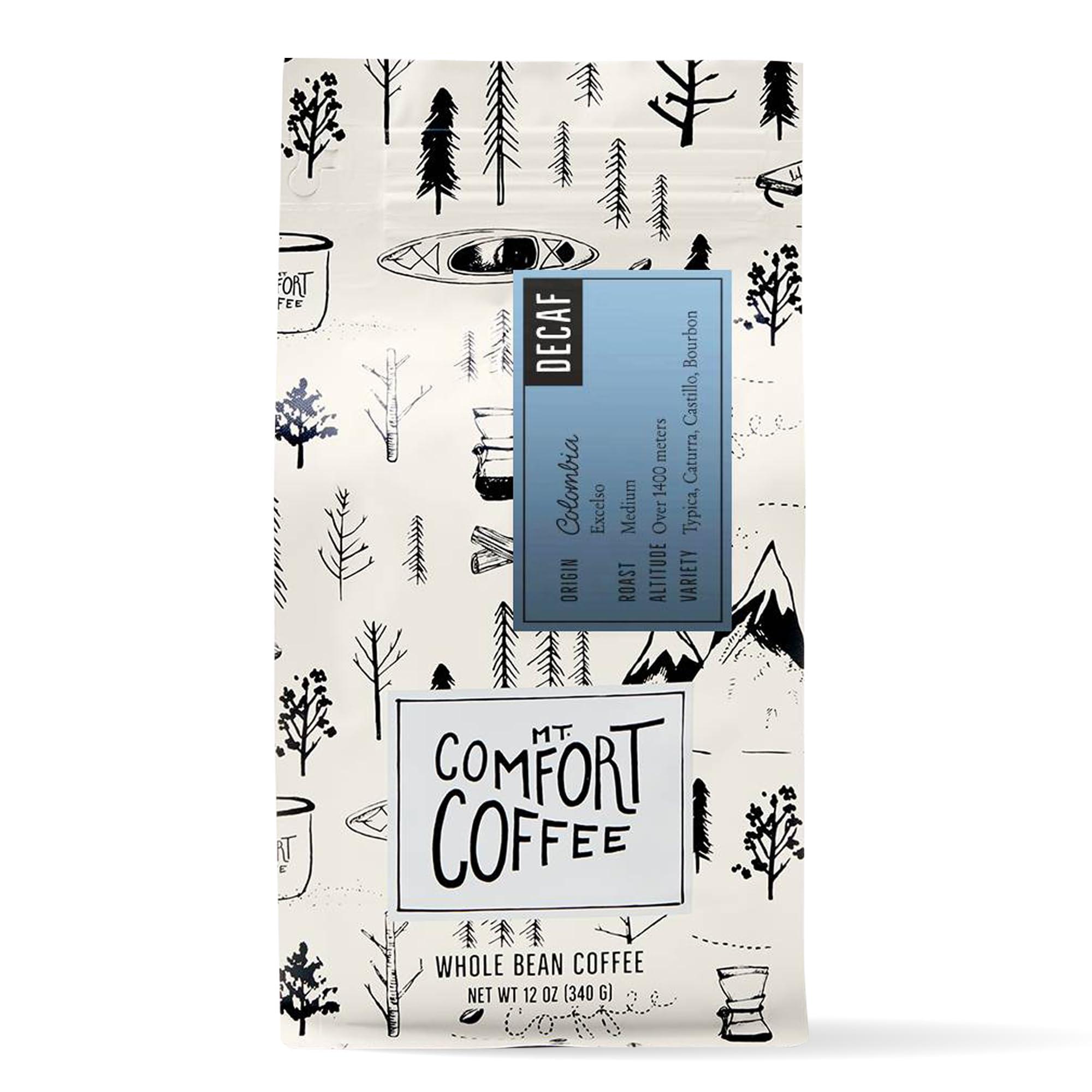 Mt. Comfort Coffee Mt. Comfort Coffee Decaf Colombia Medium Roast, 12 Ounce - Flavor Notes of Chocolate, Caramel and Tropical Fruit - Sourced From Small, Colombian Coffee Farms - Roasted Whole Beans