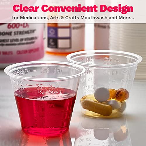 MEDca Clear Medicine Cups (1oz) - Pack of 500 - Plastic Disposable Graduated Medicine Cups with Measurements for Medication Arts & Crafts Mouthwash and More