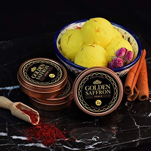 GOLDEN SAFFRON Golden Saffron, Finest Pure Premium All Red Saffron Threads, Grade A+ Super Negin, Non-GMO Verified. For Tea, Paella, Rice, Desserts, Golden Milk and Risotto (5 Grams)