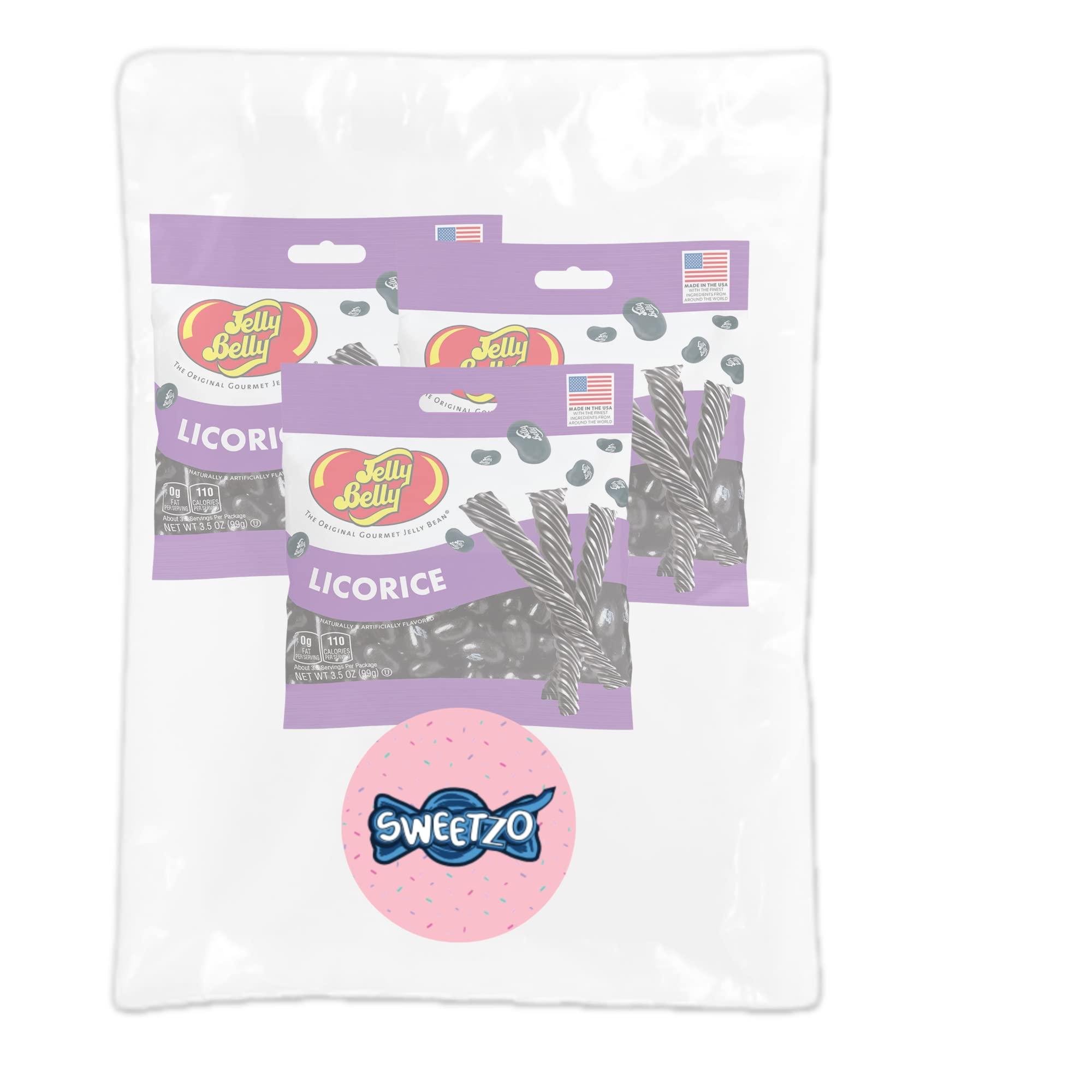 Sweetzo Sweetzo Black Licorice Jelly Beans On the Go Bags, Soft and Chewy Old Fashioned Candies, Vegetarian Friendly Fat Free Candy Summer 2024 Travel Snack (Pack of 3)