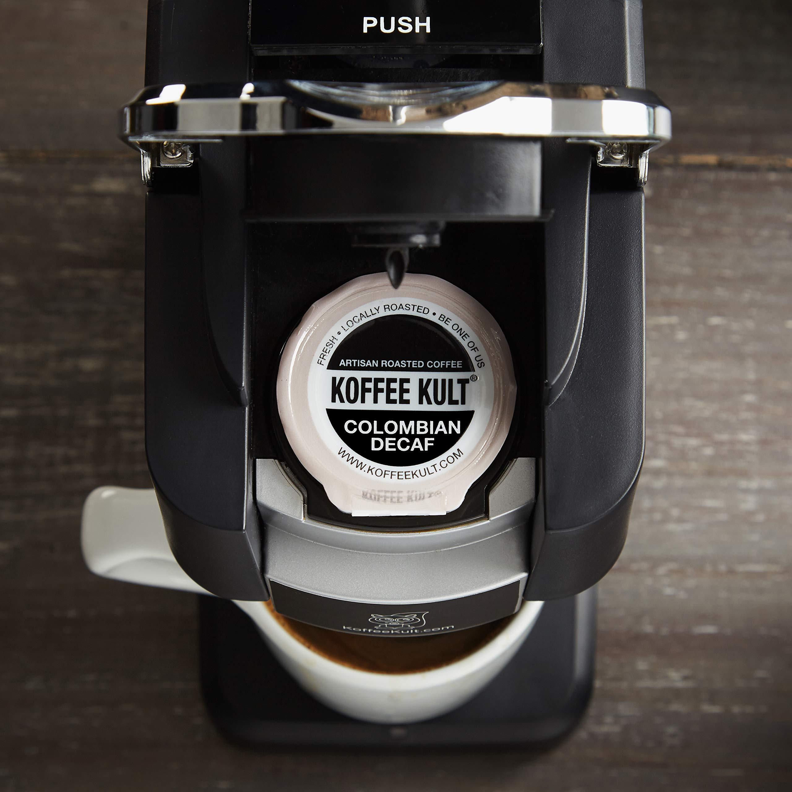 Koffee Kult Koffee Kult Premium Decaf Colombia Medium Roast Coffee Single Serve coffee cups in pods kcup coffee brewers- 12 count