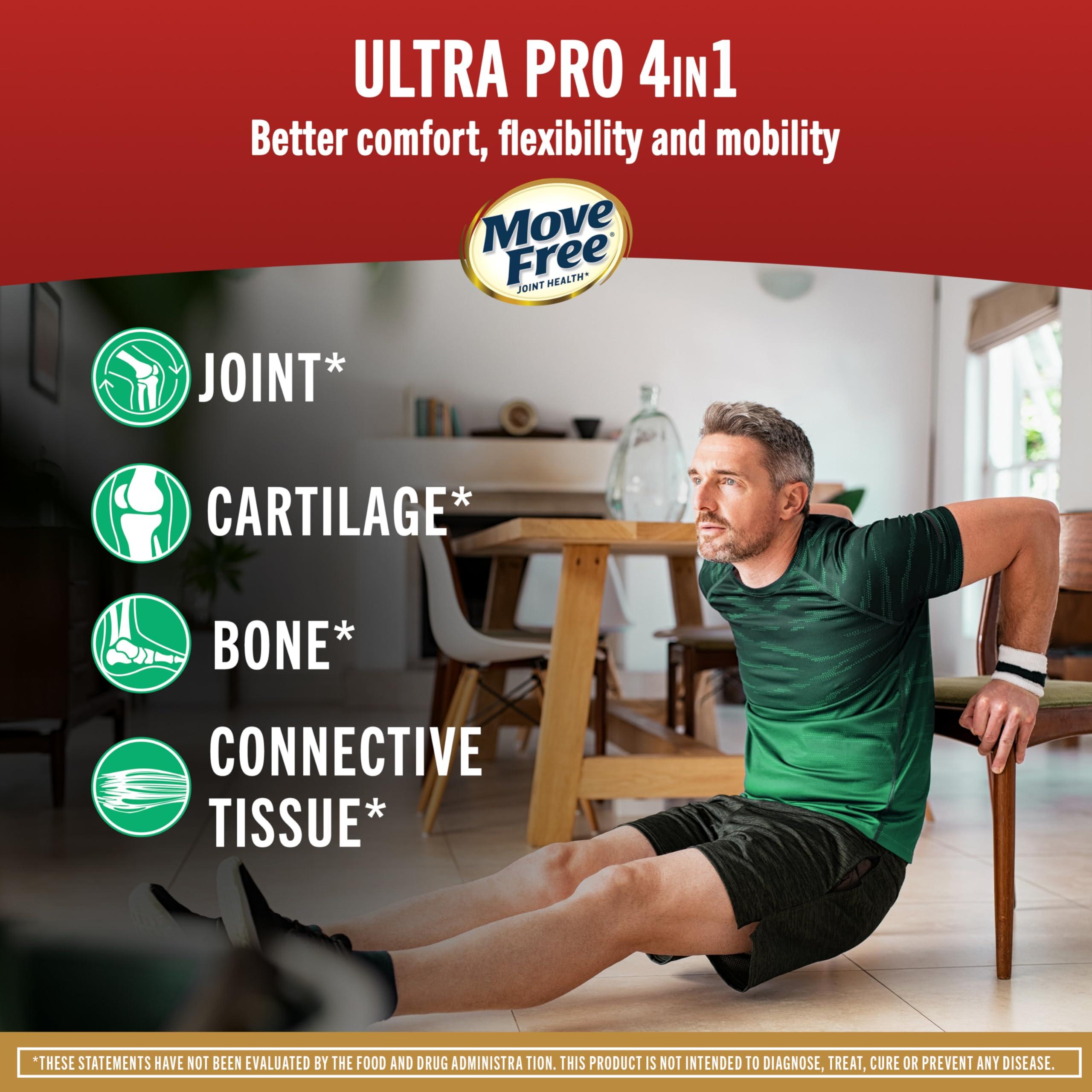 Move Free Move Free Ultra Pro with Quadruple Action Joint Support - Type 2 Collagen MSM Calcium Fructoborate & Manganese - Supports Joint Cartiliage Bone Connective Tissue, 120 Tablets (30 servings)