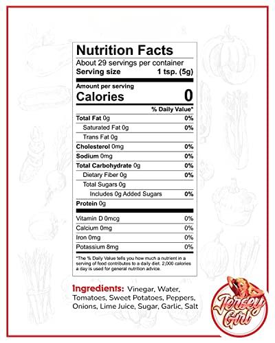 Jersey Girl Hot Sauce Co Jersey Girl Sizzlin' Sodium/Salt Free Hot Sauce - Made with Scorpion & Ghost Pepper 5oz (Spicy) All Natural Ingredients