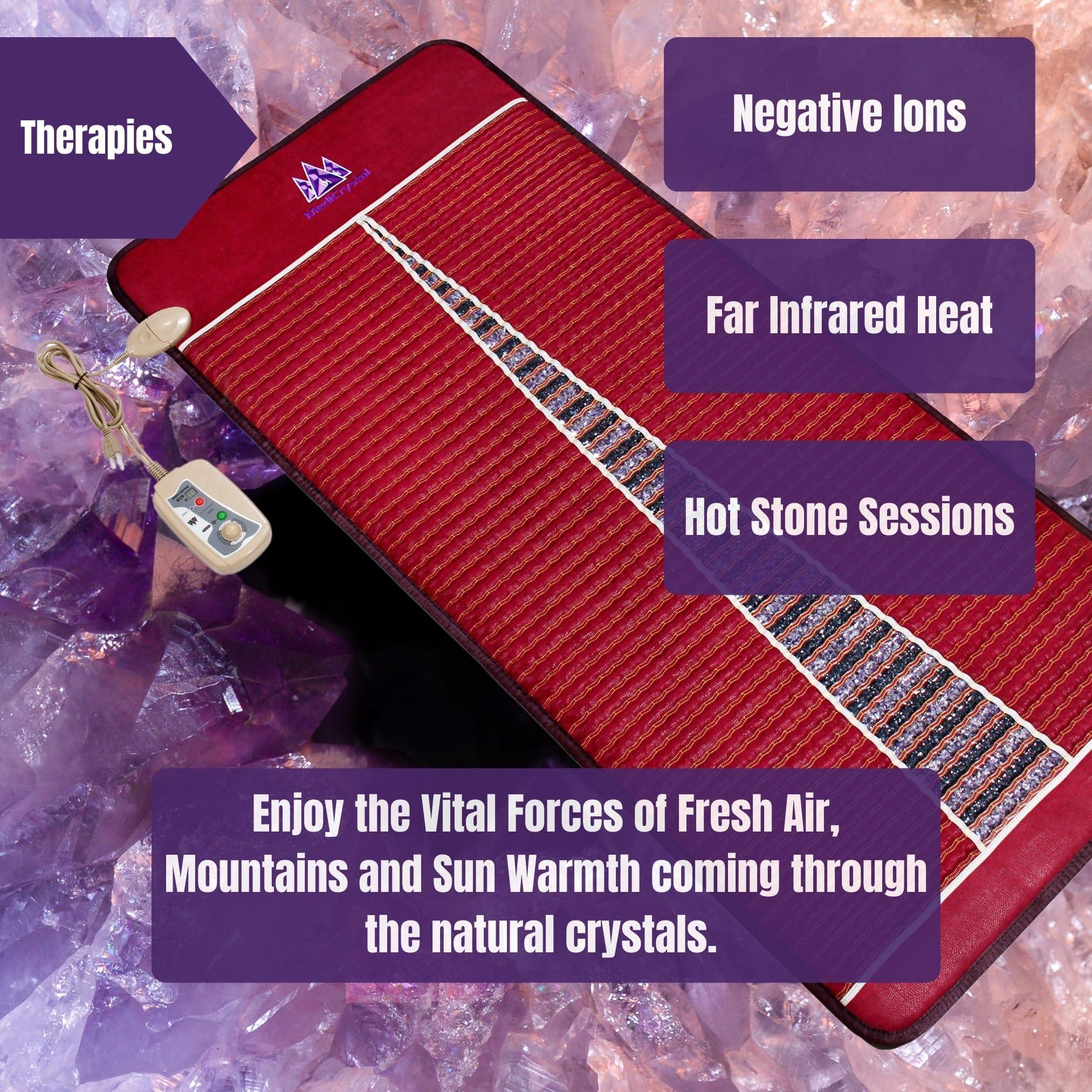 MediCrystal MediCrystal Far Infrared Heat Amethyst Tourmaline Mat - Professional 71"x32" - Warm & Heal Yourself with Natural Crystals - EMF-Free Adjustable Deep FIR Heating 86-158F - Original Manufacturer