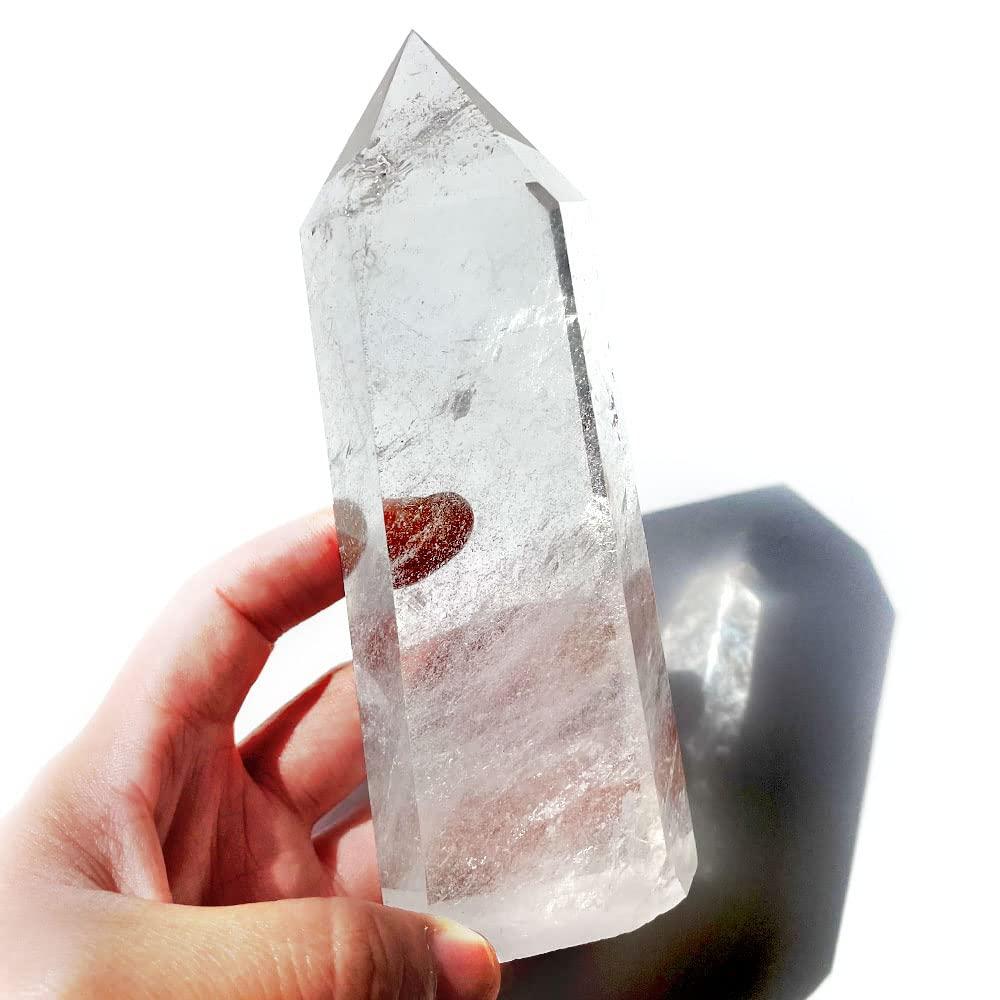 MDYSC Big Natural Crystal Large Clear Quartz Point Lemurian Seed Crystal Healing Obelisk Home Decor (5-6inch)