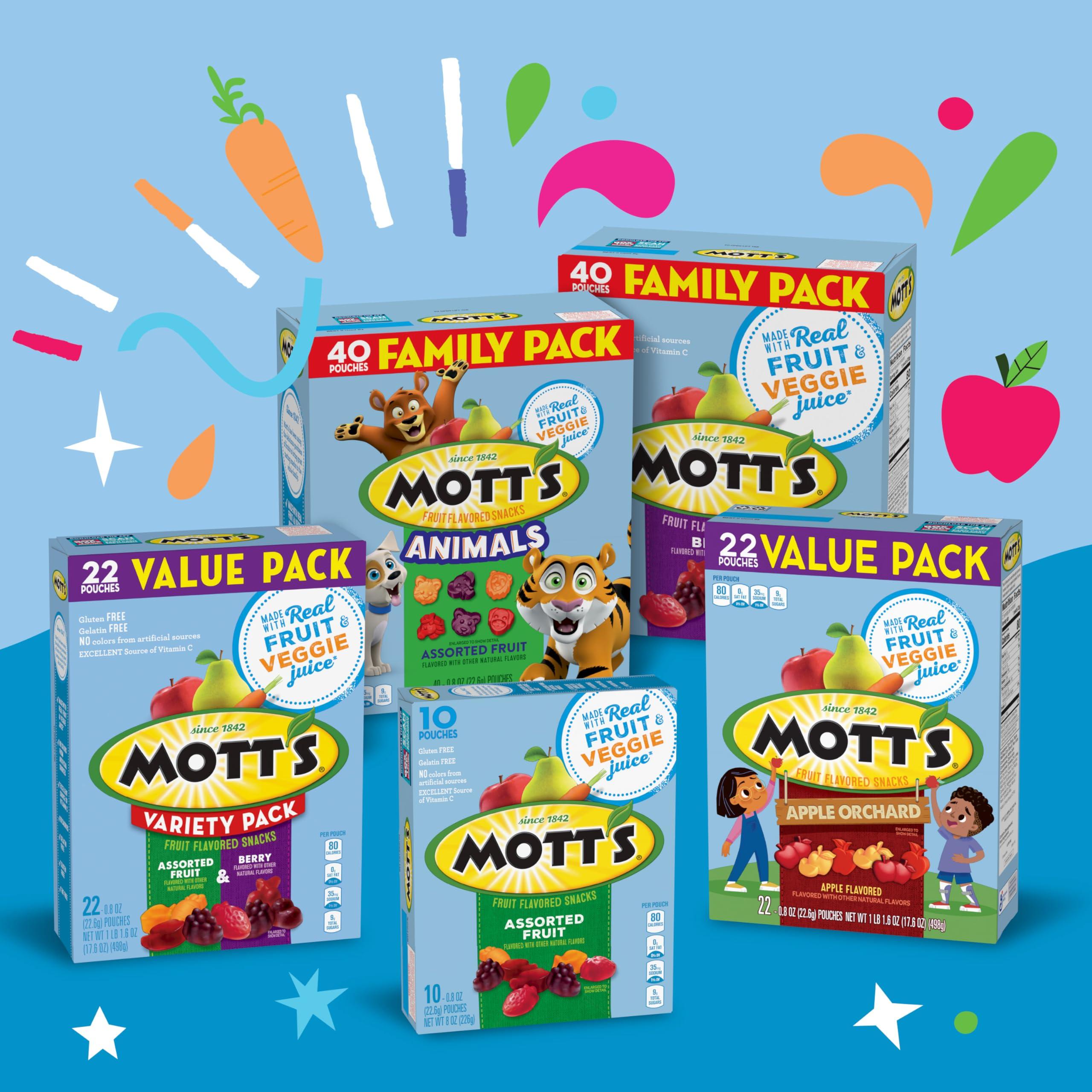 Mott's Mott\'s Fruit Flavored Snacks, Assorted Fruit, Gluten Free Snack, Family Pack, 40 Ct, 32 oz