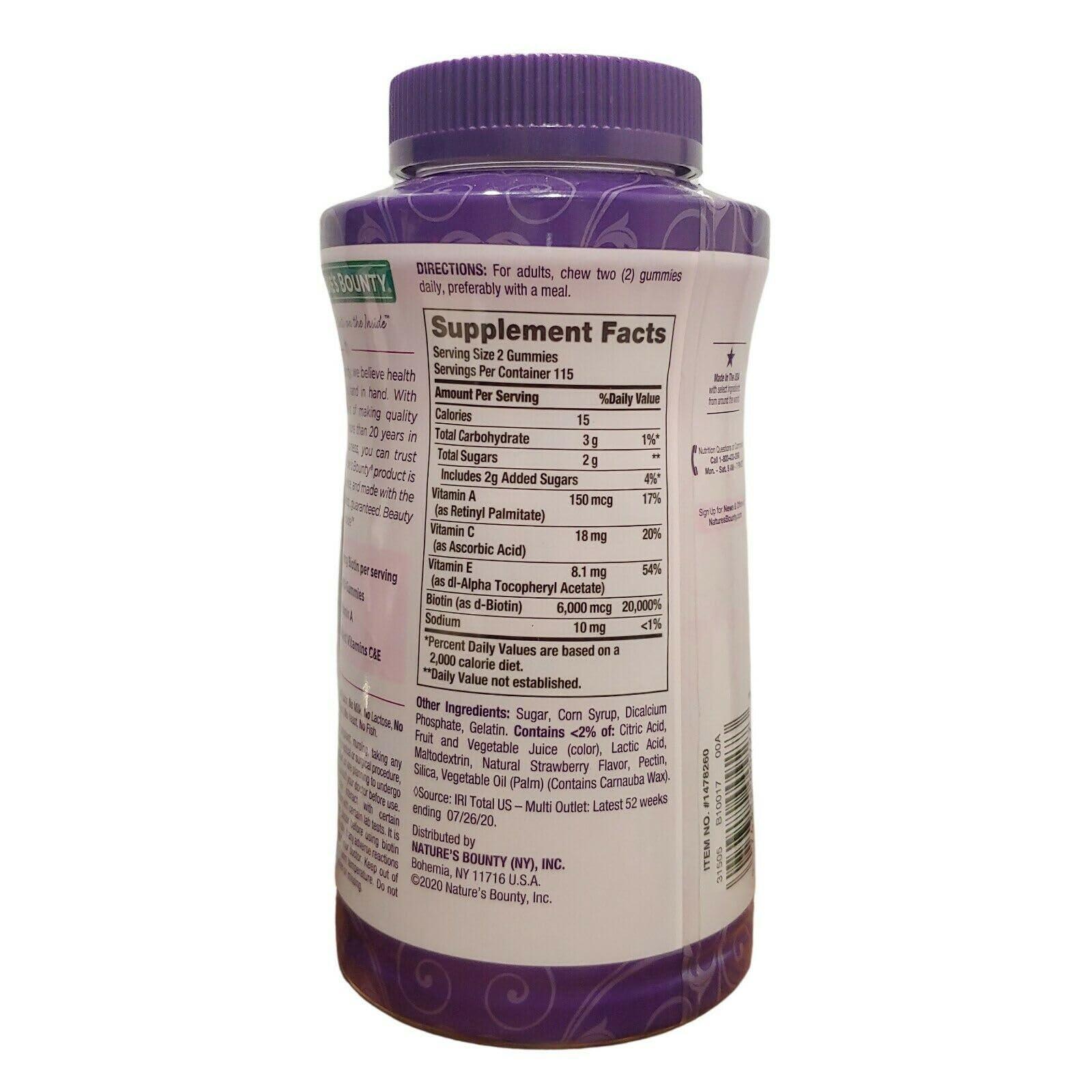 Nature\'s Bounty Nature\'s Bounty Hair, Skin & Nails Rapid Gummies, Argan-Infused Vitamin Supplement with Biotin , Supports Hair, Skin, and Nail Health for Women, 230 Count