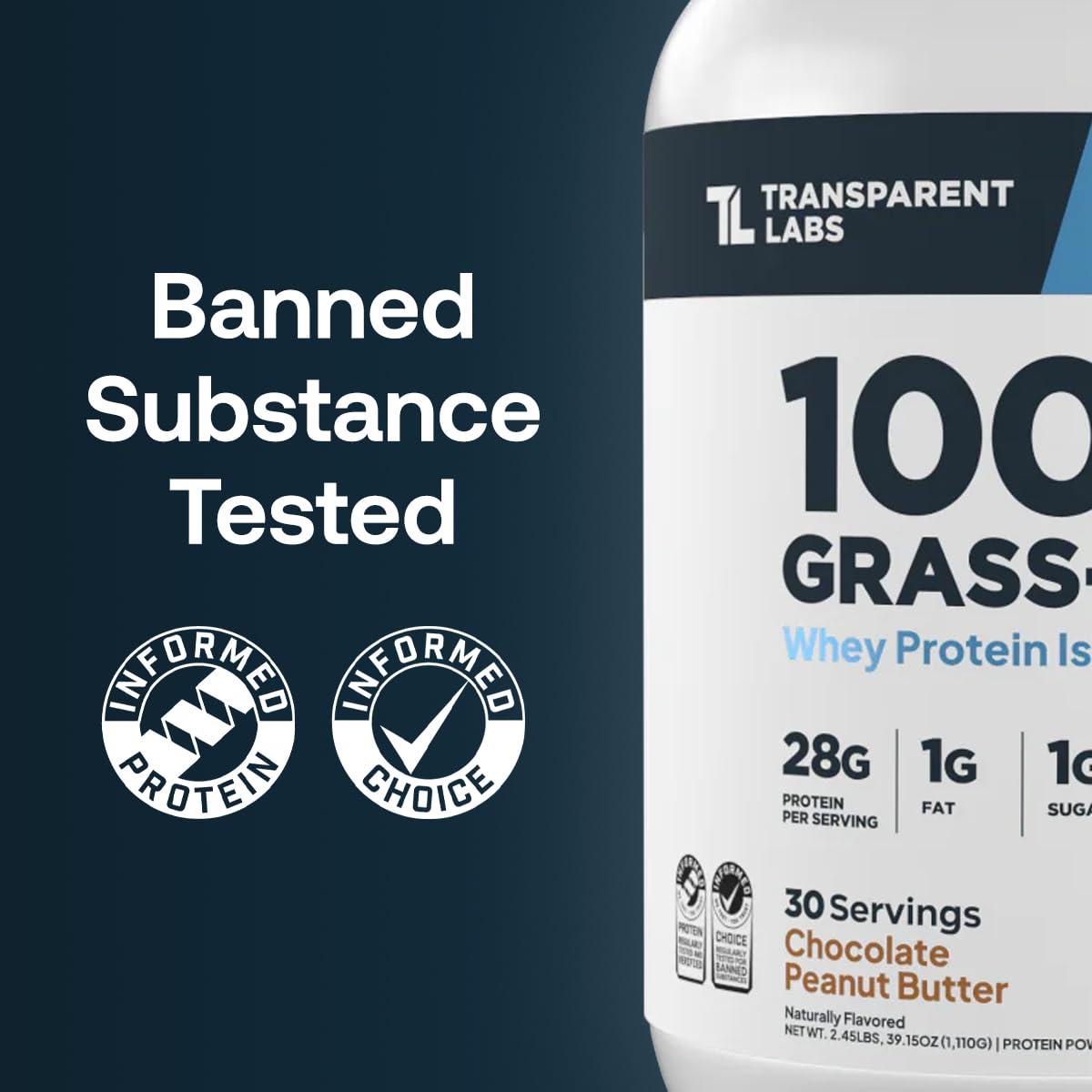 Transparent Labs Transparent Labs Grass-Fed Whey Protein Isolate - Naturally Flavored, Gluten Free Whey Protein Powder with 28g of Protein per Serving & 9 Amino Acids - 30 Servings, Chocolate Peanut Butter