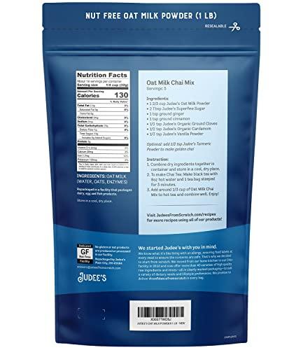 Judee's Gluten Free Judee’s Oat Milk Powder 1 lb - Vegan, Non-GMO, Soy-Free, Gluten-Free, and Nut-Free - Dairy Alternative - Use for Baking - Blends Well in Shakes and Smoothies - Add to Your Favorite Coffee and Drinks