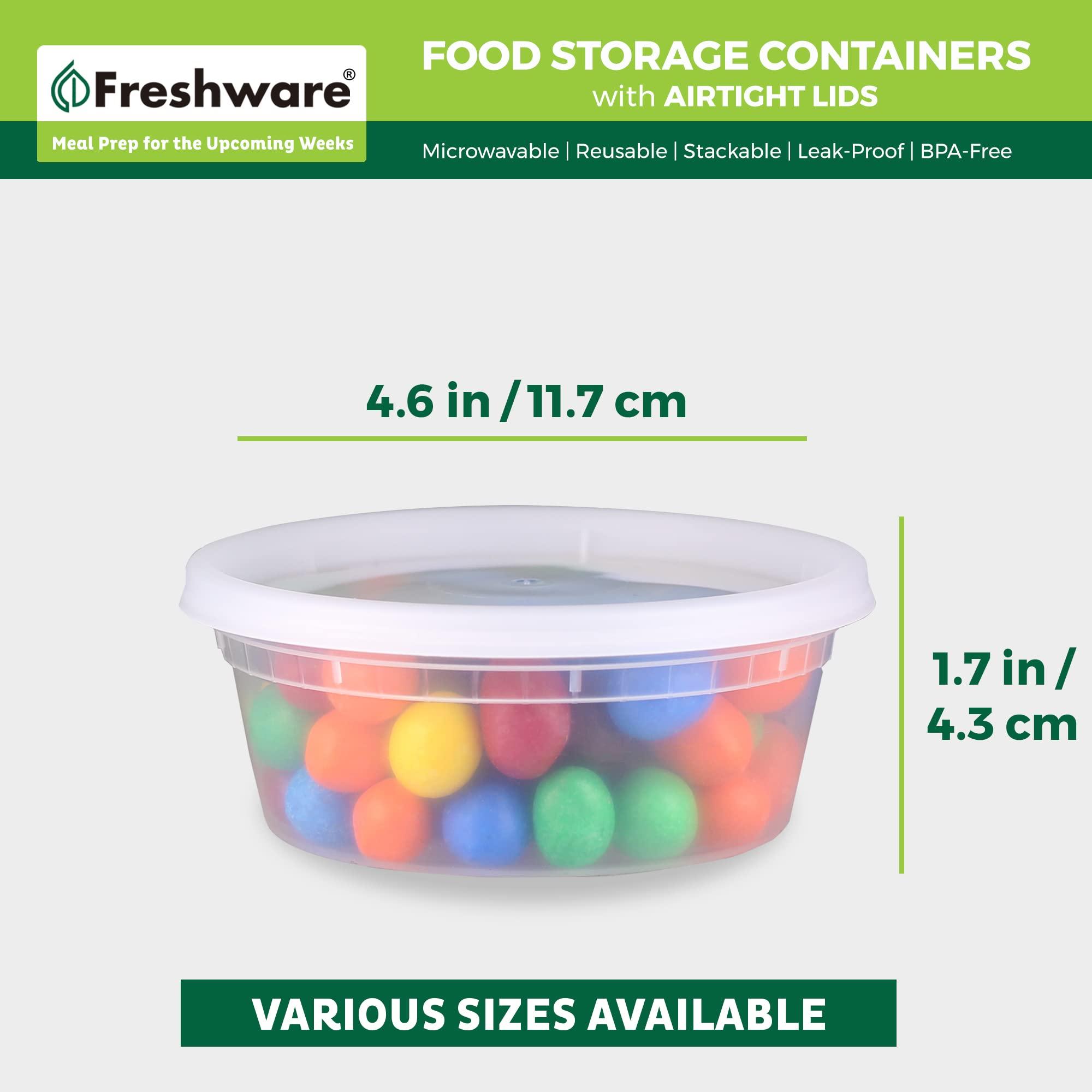 Freshware Freshware 50-Set Food Storage Containers Bundle with 12 oz & 8 oz BPA-Free Deli Containers and Lids | Leakproof | Microwave & Dishwasher Safe