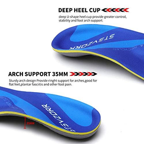 STSVZORR High Arch Support Insoles Plantar Fasciitis Orthotic Shoes Inserts Relieve Flat Feet Heel Pain Athletic Cushioning