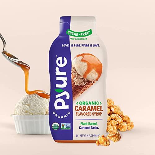 Pyure Pyure Organic Caramel Flavored Syrup, Zero Sugar, 1 Net Carb, Gluten-Free, Plant-Based for Vegan Keto Friendly Food, 14 Oz