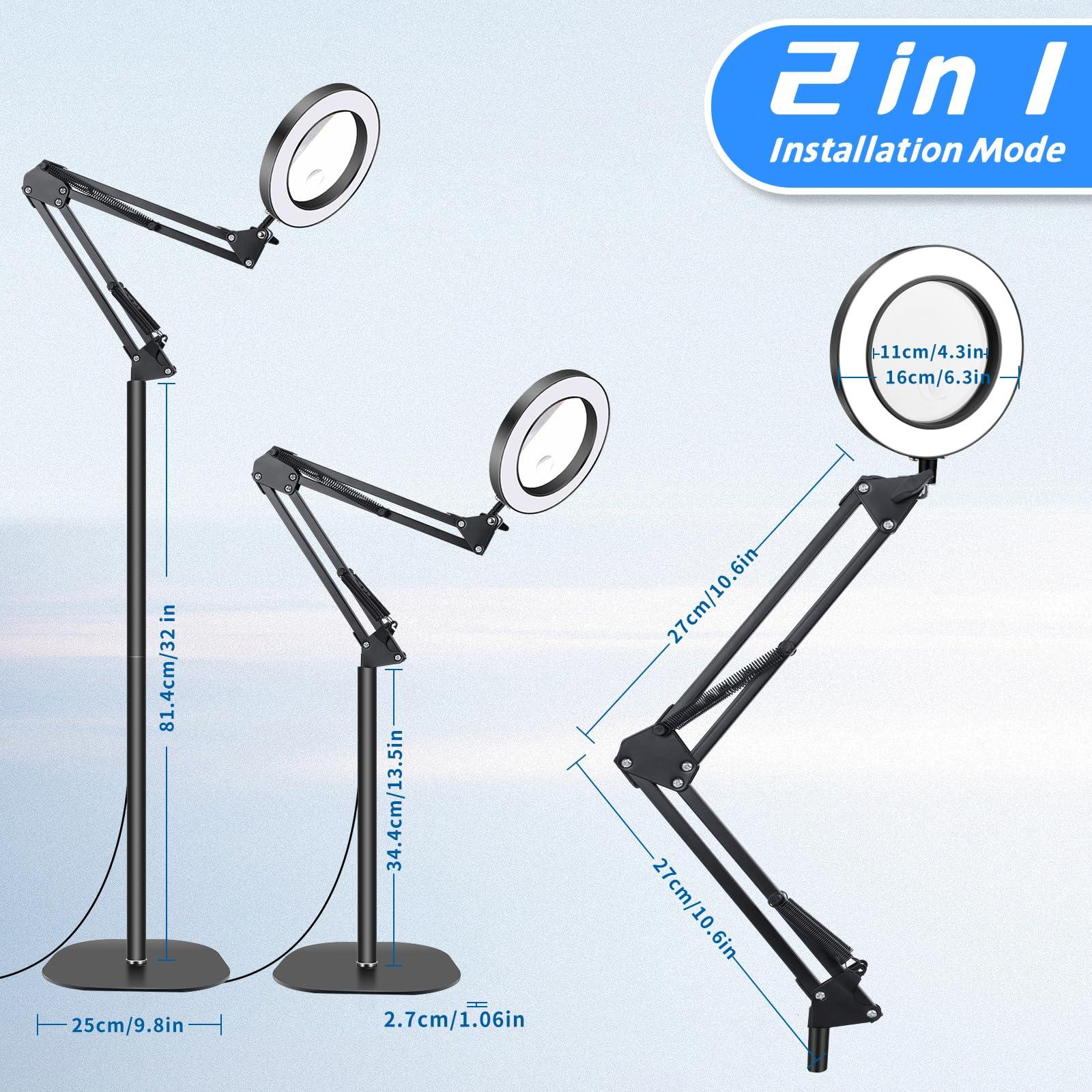 NZQXJXZ NZQXJXZ 10X 20X Large Floor Magnifying Glass with Light and Stand, 72 LED Floor Magnifying Lamp, Floor Magnifiers for Reading, Sewing, Crafts, Close Work