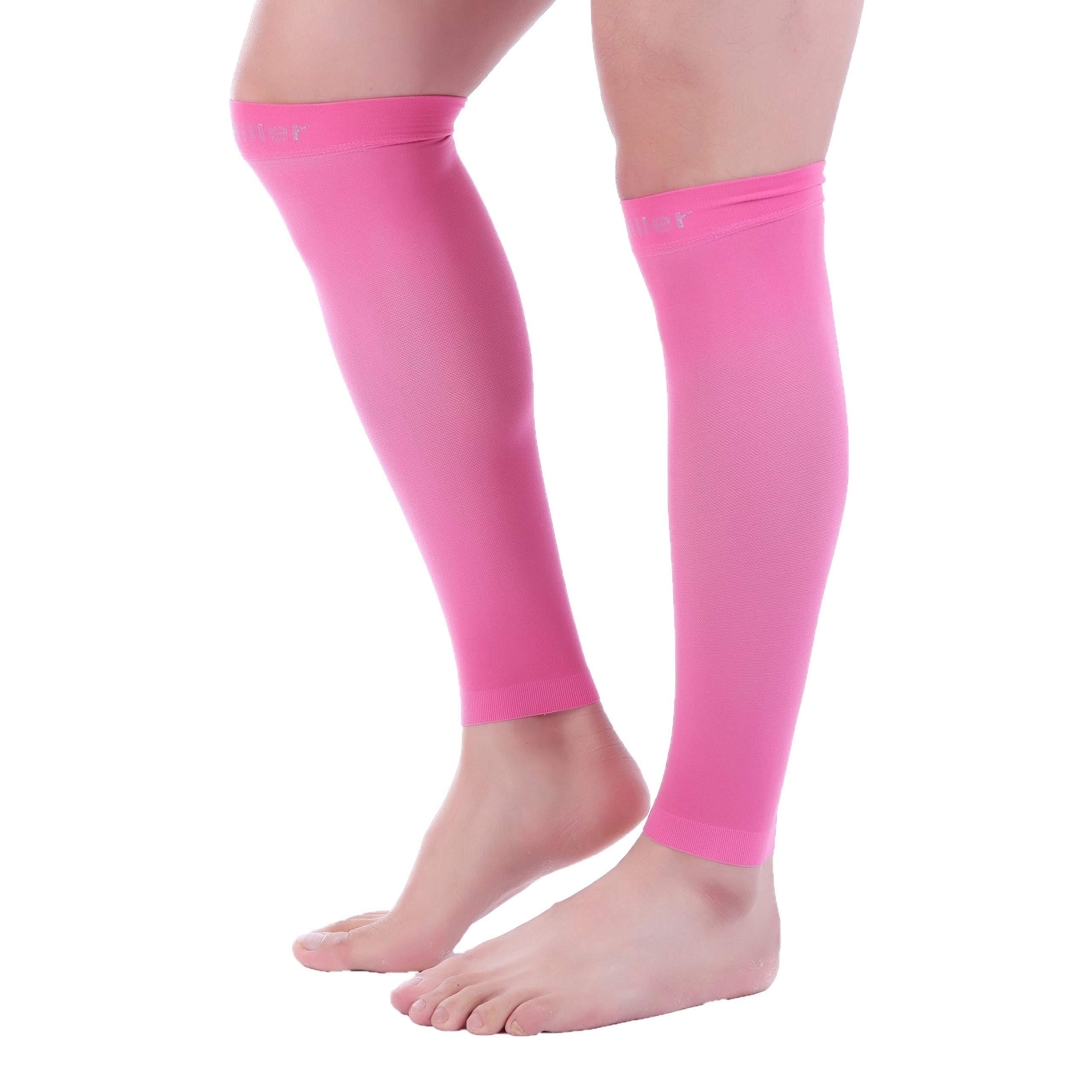 Doc Miller Doc Miller Compression Calf Sleeve for Men & Women, Premium Medical Grade, 15-20mmHg Graduated Support for Running, Calf Tear, Shin Splints, Knee High, Pink Color Calf Sleeves, Small Size, 1 Pair