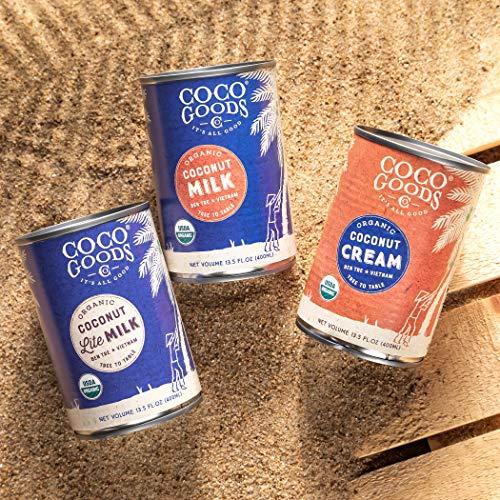COCOGOODSCO CocoGoodsCo Vietnam Single-Origin Organic Coconut Milk Lite/Light/Low-fat 13.5 fl. oz - Gluten-free, Non-GMO, Vegan, & Dairy-free (Pack of 6)