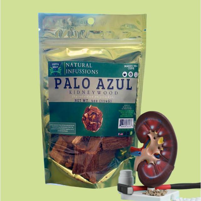 GREEN ROYALTY Kidney Wood (4oz) | Palo Azul | Cyclolepis Genistoides-Blue Stick Herbal Tea Teatox for Natural Kidney Cleanse | Non GMO, Resealable bag handmade by Nature 100% natural fresh tea