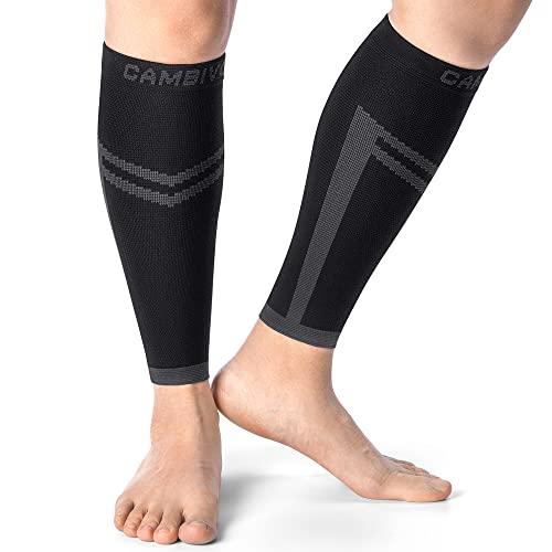 CAMBIVO CAMBIVO Calf Compression Sleeve for Men and Women, Shin Splint Brace Support for Leg Pain Relief & Varicose Vein Treatment, Footless Compression Socks for Running(Gray,Large-X-Large)