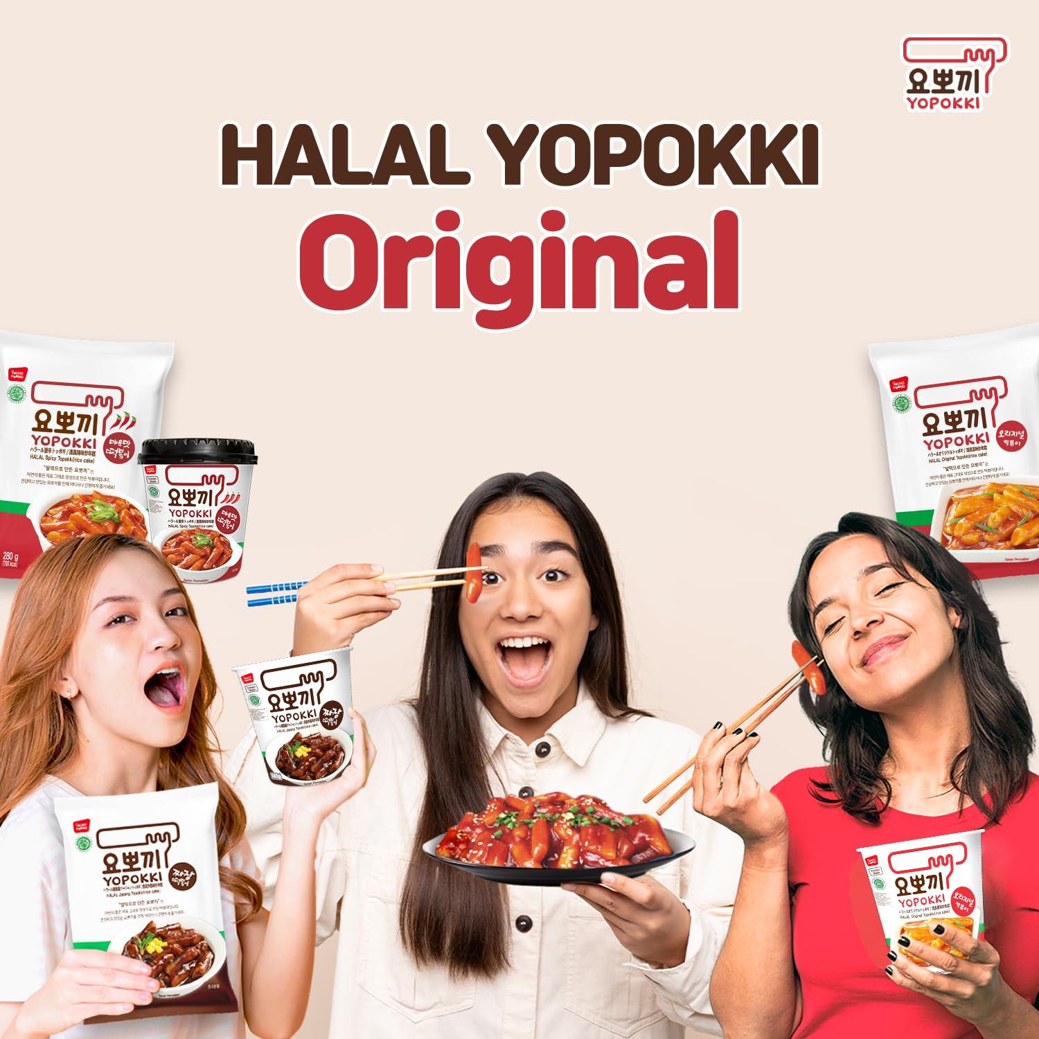 Yopokki Yopokki Instant Halal Tteokbokki Cup (Sweet Mild Spicy, Cup of 2) Korean Street food with sweet and moderately spicy sauce Topokki Rice Cake - Quick & Easy to Prepare