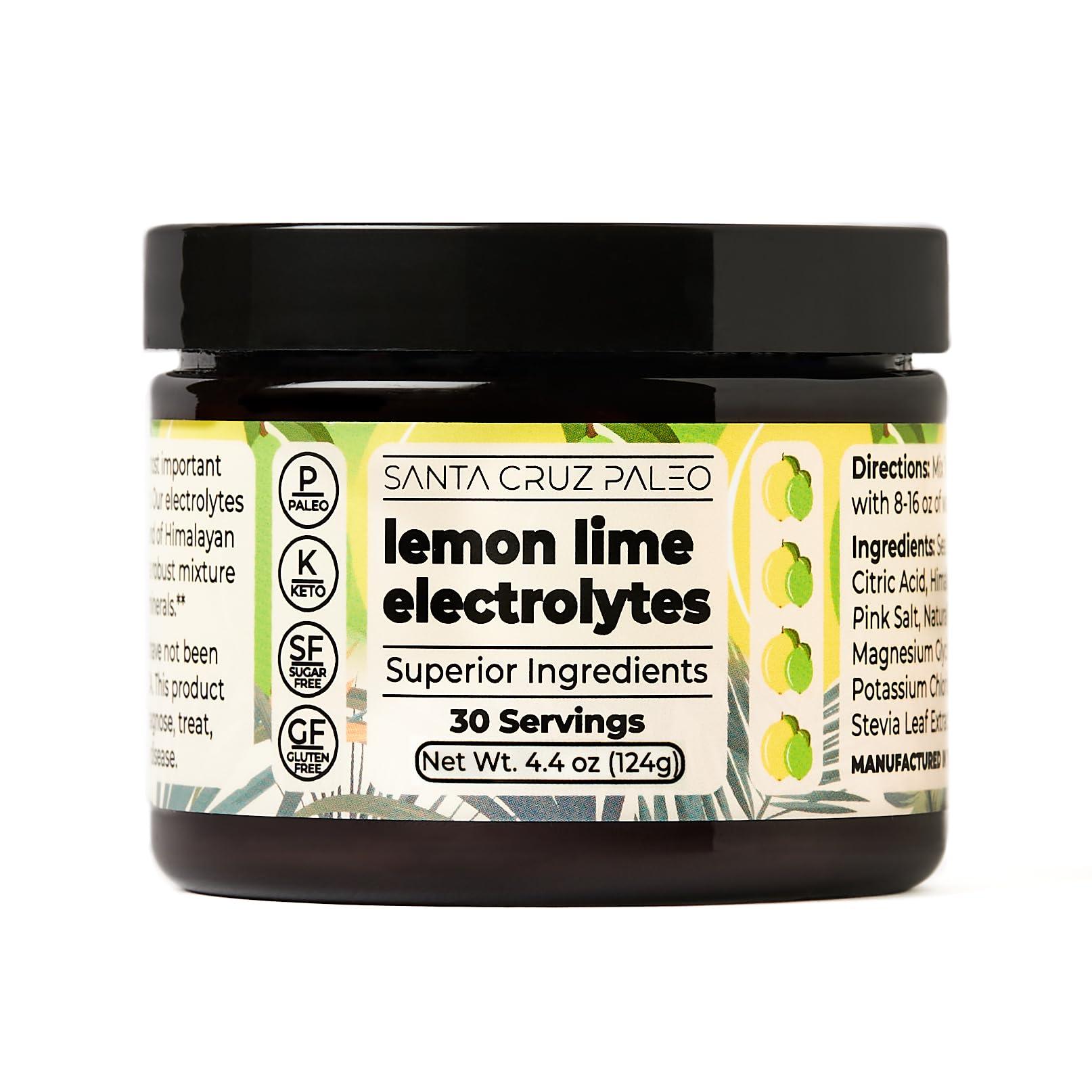 Santa Cruz Paleo Santa Cruz Paleo Electrolyte Powder Lemon Lime with Himalayan & Sea Salt, Magnesium, Potassium, Sugar-Free, 30 Servings