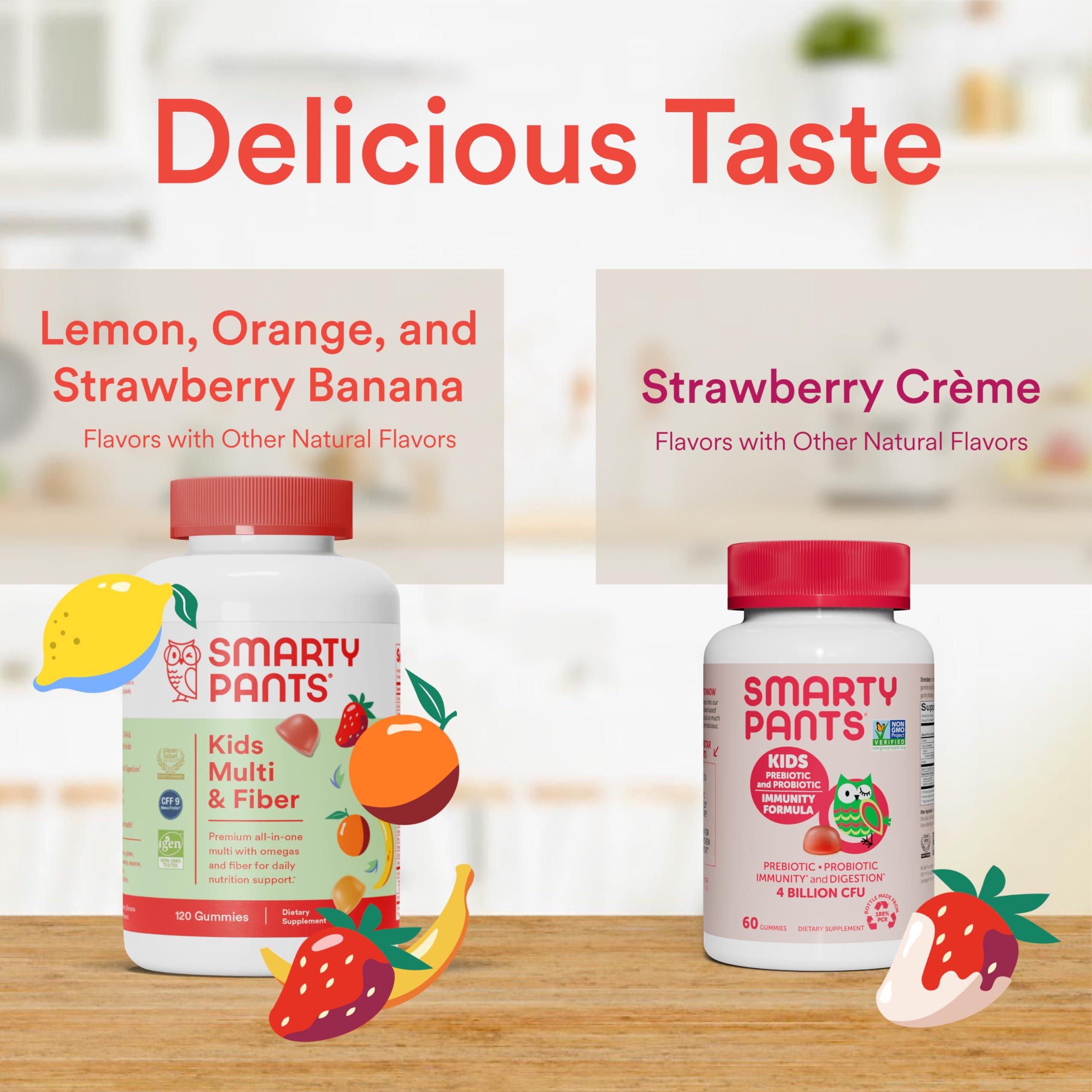 SmartyPants SmartyPants Kids Multivitamin Fiber Supplement Gummies and Probiotic Immunity Bundle: Omega 3 Fish Oil (EPA/DHA), Vitamin D3, C, Vitamin B12, B6, Digestive & Immune Support Supplement (30 Day Supply)