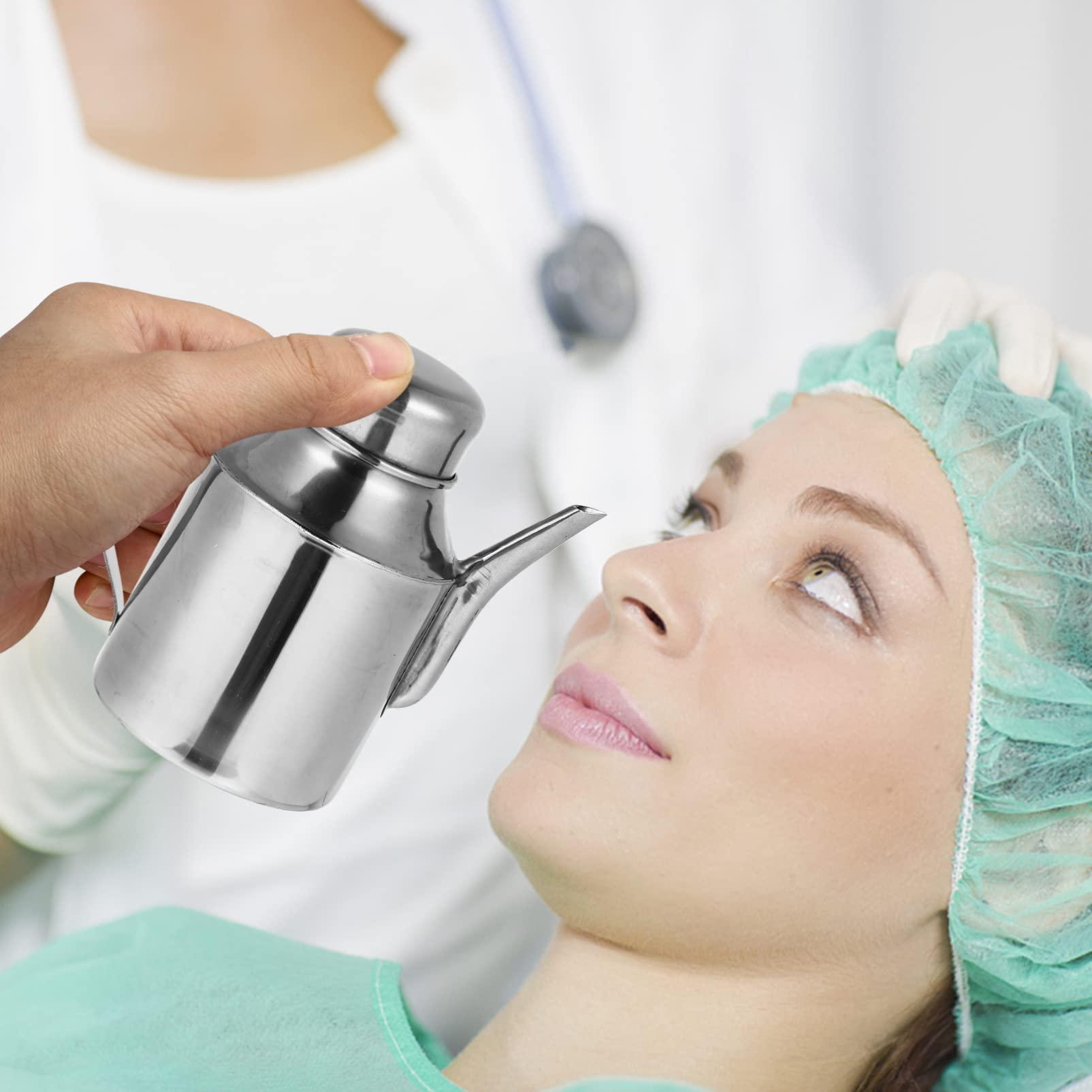 EXCEART EXCEART Neti Pot Stainless Steel Washing Pot with Handle Eyewash Cup Personal Medical Tool Sinus Remover for Sinus Congestion and Nasal Cleansing