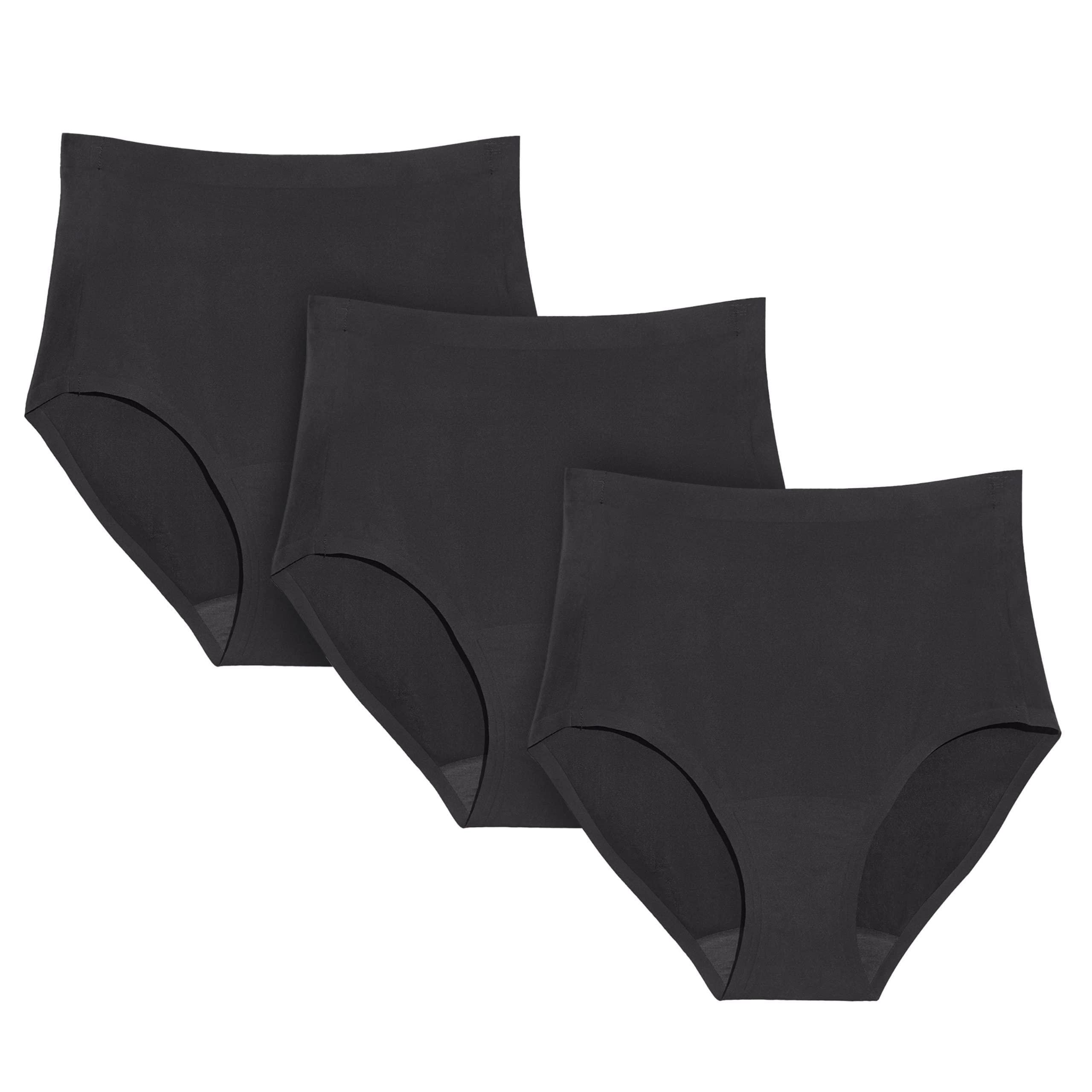 KNIX KNIX Super Leakproof High Rise Underwear - Quick-Dry and Comfortable High Rise Menstruation Underwear Made with Stretchy Fabric - Medium Bum Coverage - Black, Large (3 Pack)